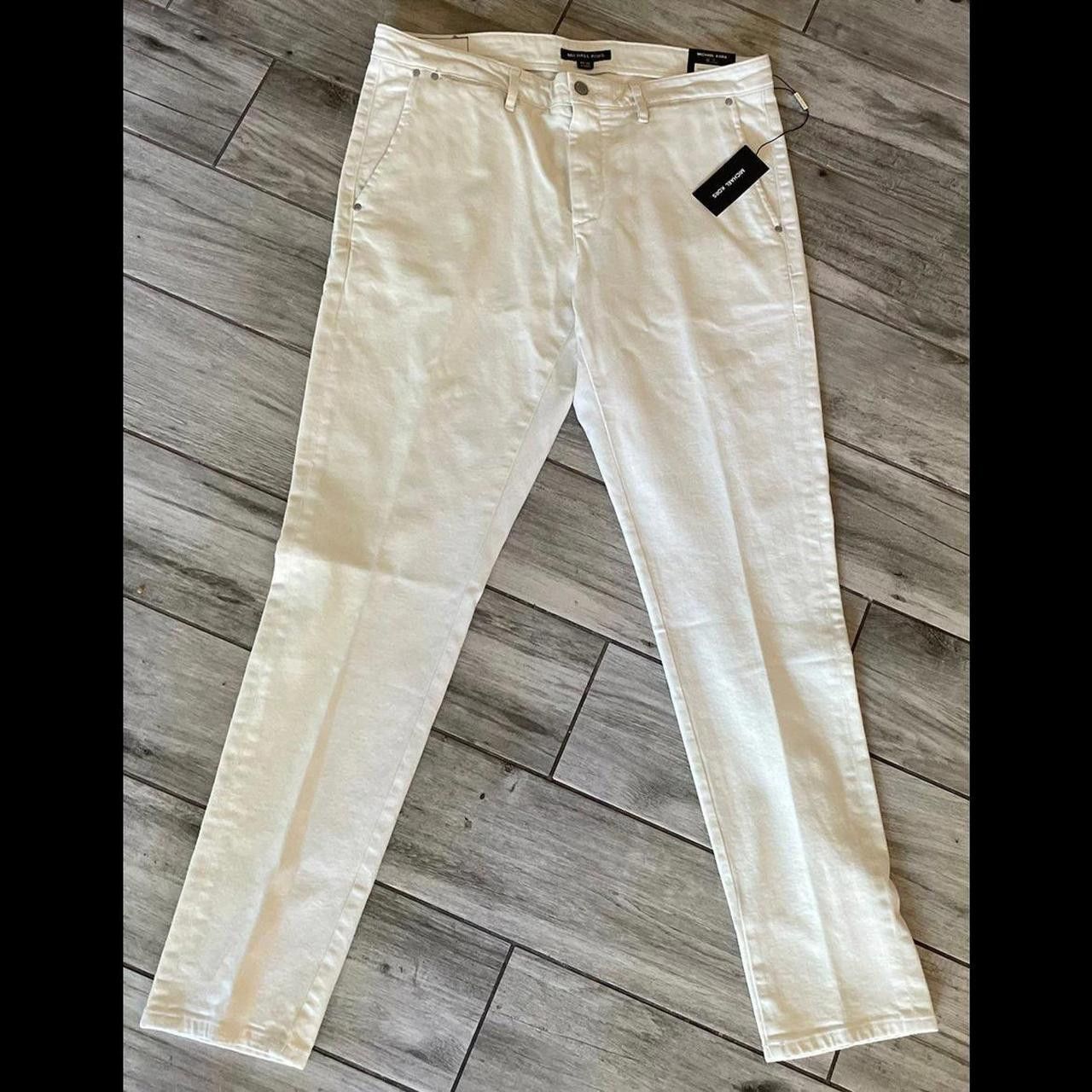 Outlet Michael Kors Grant Classic White Stretch Jeans, Size 34