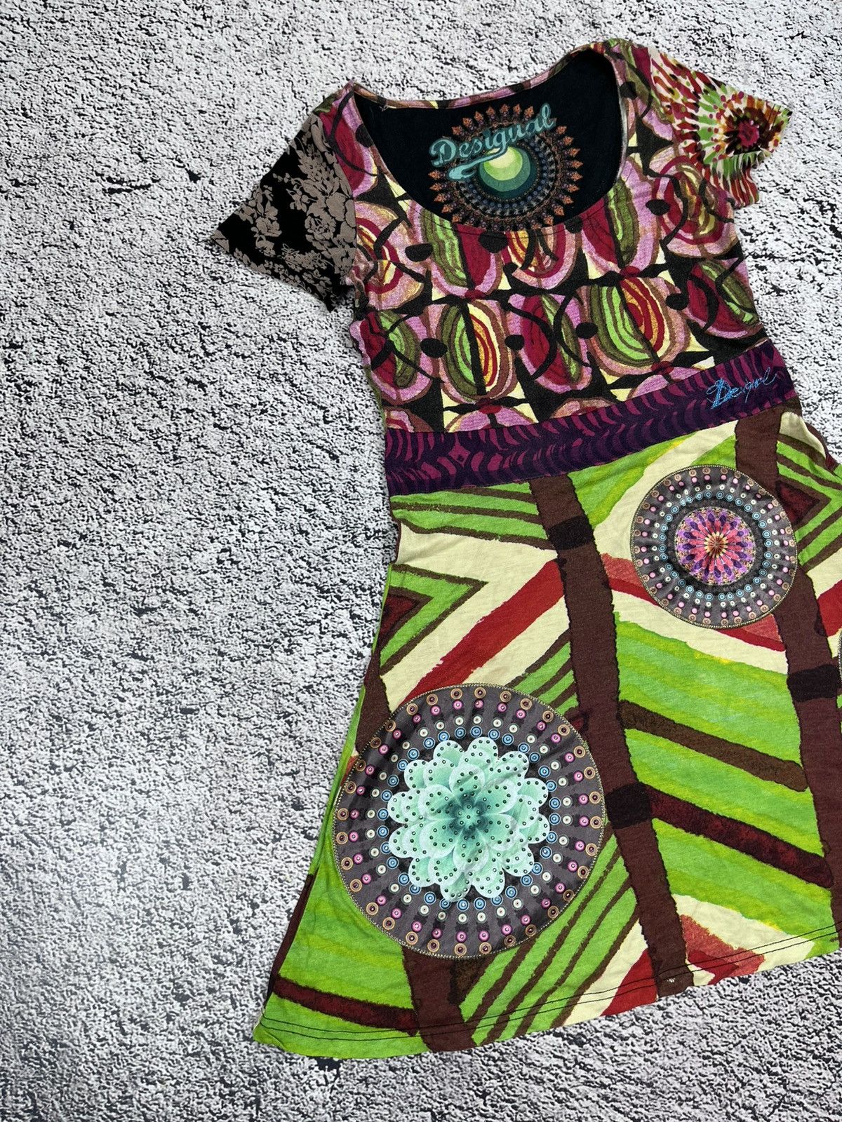 Desigual VTG Desigual Patchwork Boho Mini Dress Y2K Gaultier Style S Size S / US 4 / IT 40 - 2 Thumbnail
