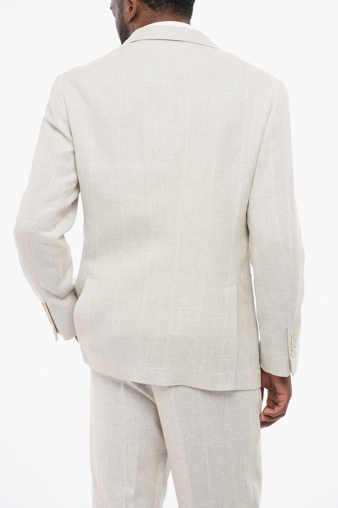 Brunello Cucinelli og1mm0725 Linen Blend Slim Fit Blazer in Beige Size US S / EU 44-46 / 1 - 3 Thumbnail