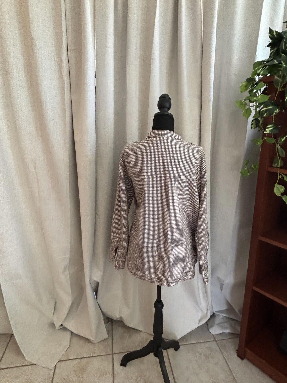 Divided Cottage core Boho Button-Up Shirt with Checkered Pattern Size ONE SIZE - 3 Thumbnail