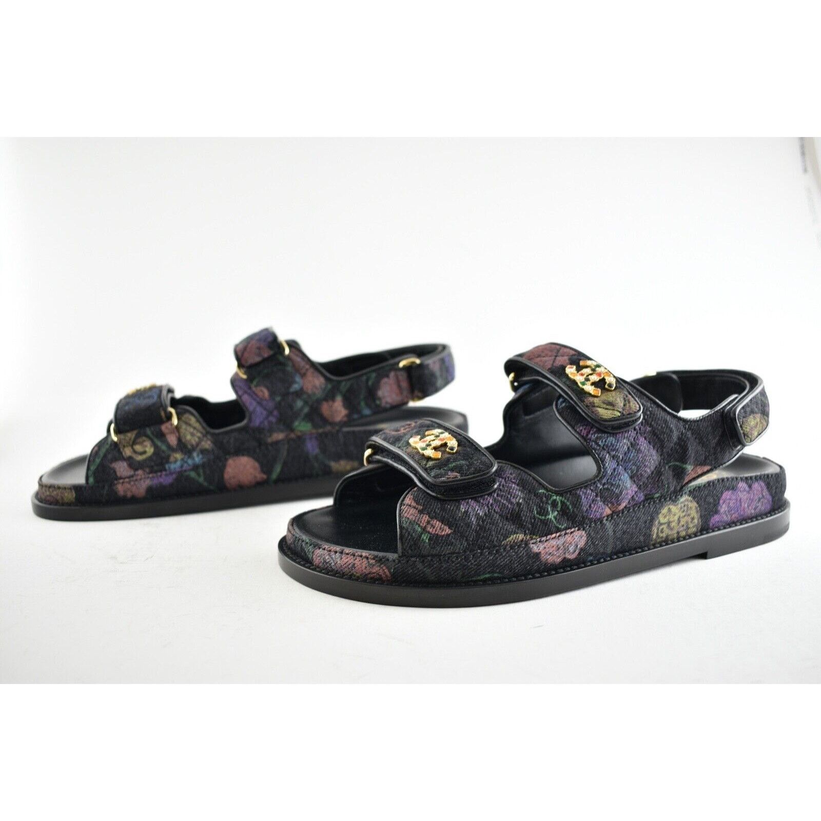 Chanel Chanel 21A Black Denim Graffiti CC Logo Mule Slide Strap Size US 8.5 / IT 38.5 - 10 Thumbnail
