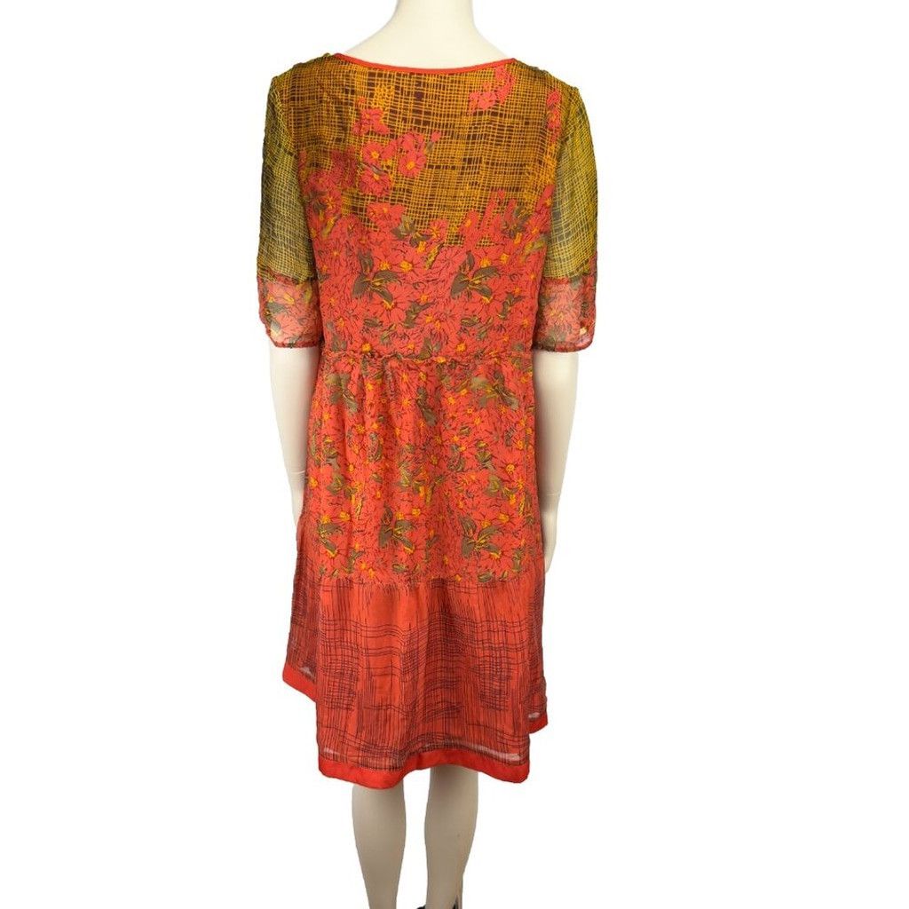 Marc Jacobs MARC JACOBS Silk Floral Vibrant Red Yellow Summer Dress M Size L / US 10 / IT 46 - 3 Thumbnail