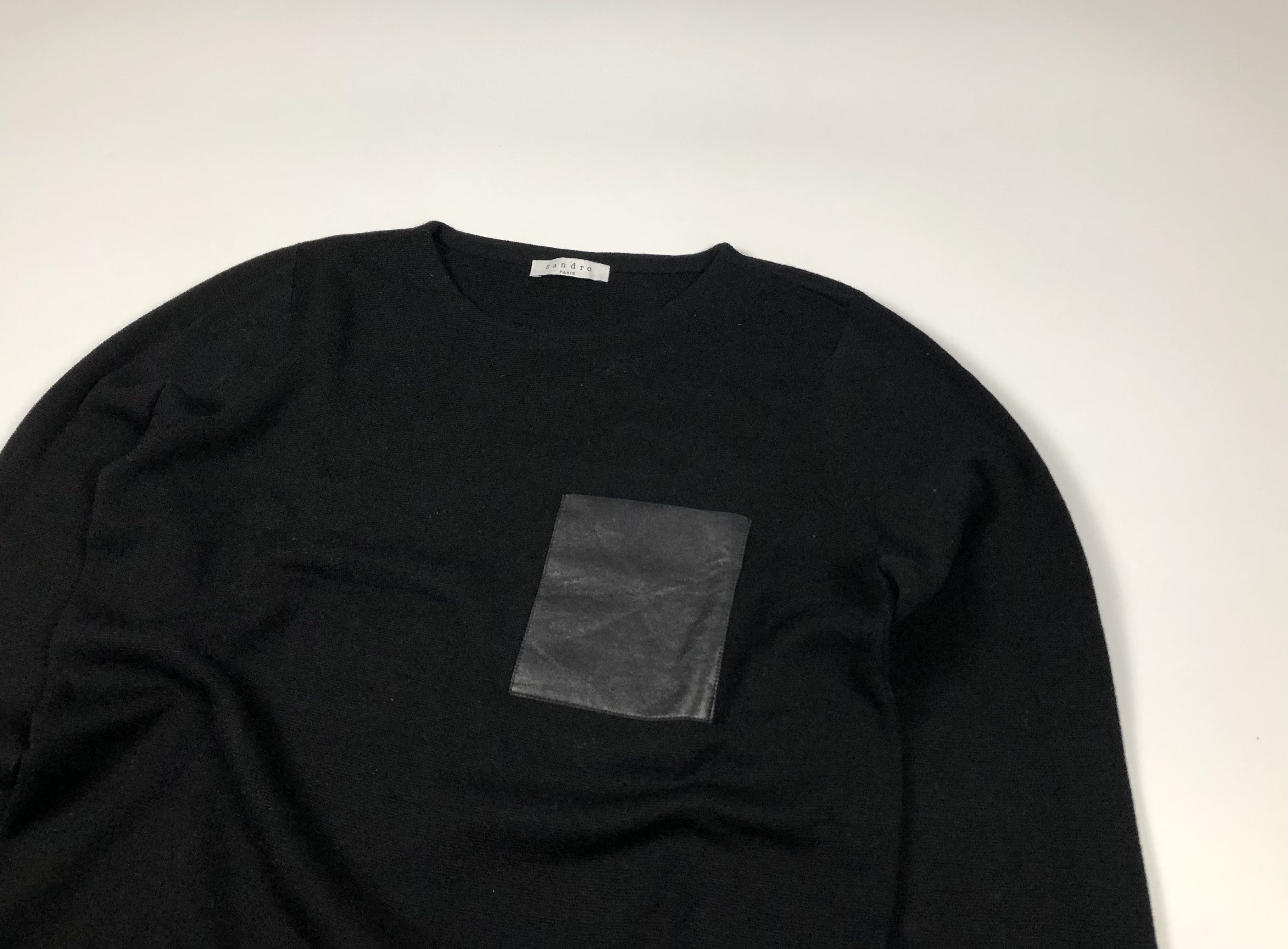 Sandro Sandro Paris Leather Pocket Merino Sweater Size US L / EU 52-54 / 3 - 2 Thumbnail