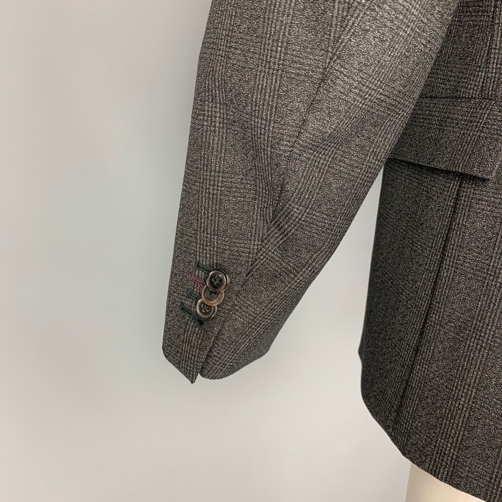 Paul Smith Size 40 Charcoal Black Plaid Wool Notch Lapel Sport Coat Size 40R - 4 Thumbnail