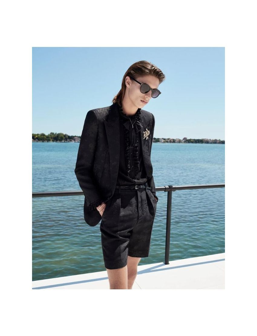 Saint Laurent Paris o1s1wg111224 Victorian Frilled Shirt In Pleated Silk Black Size US L / EU 52-54 / 3 - 2 Thumbnail