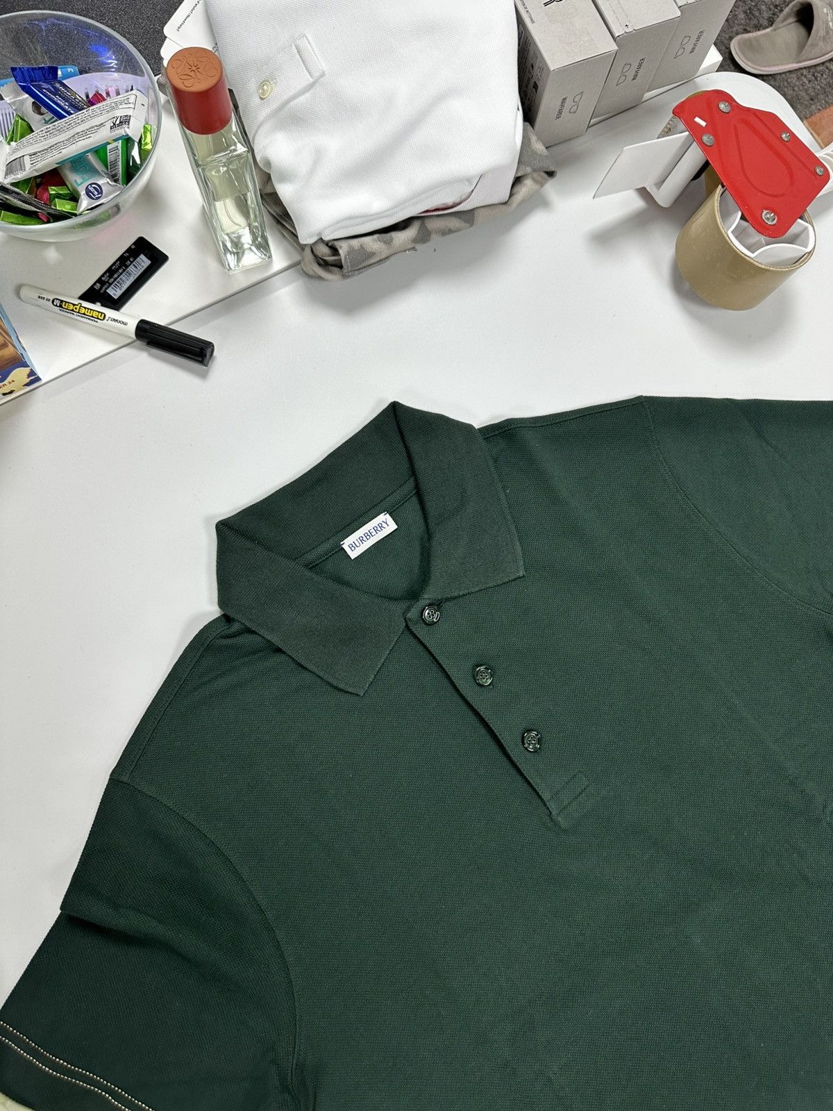 Burberry BURBERRY GREEN Polo Shirt with Embroidered Hem Size US M / EU 48-50 / 2 - 4 Thumbnail