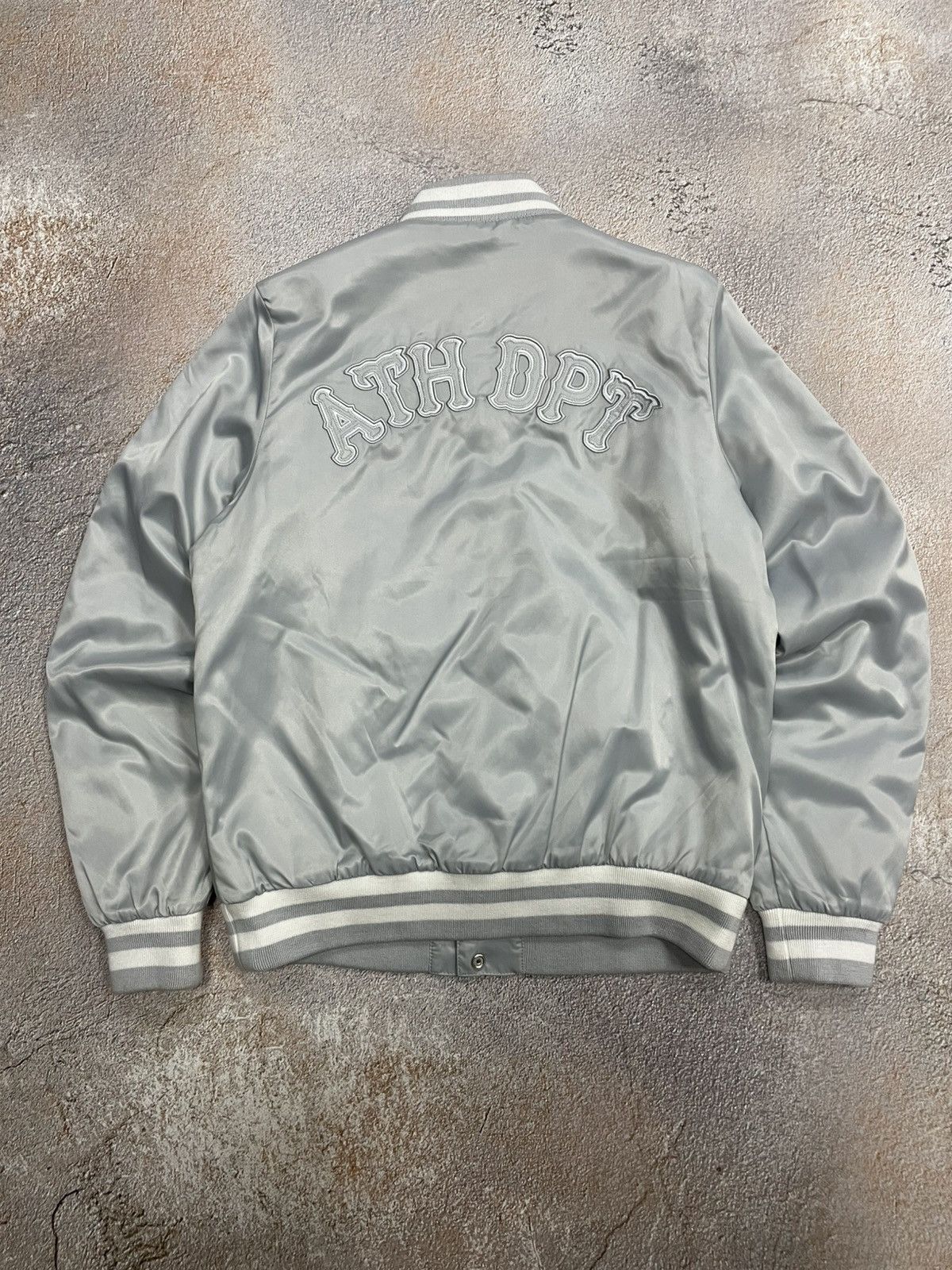 Nike Vintage Nike Athletic Big Logo Satin Bomber Jacket Size US S / EU 44-46 / 1 - 9 Thumbnail
