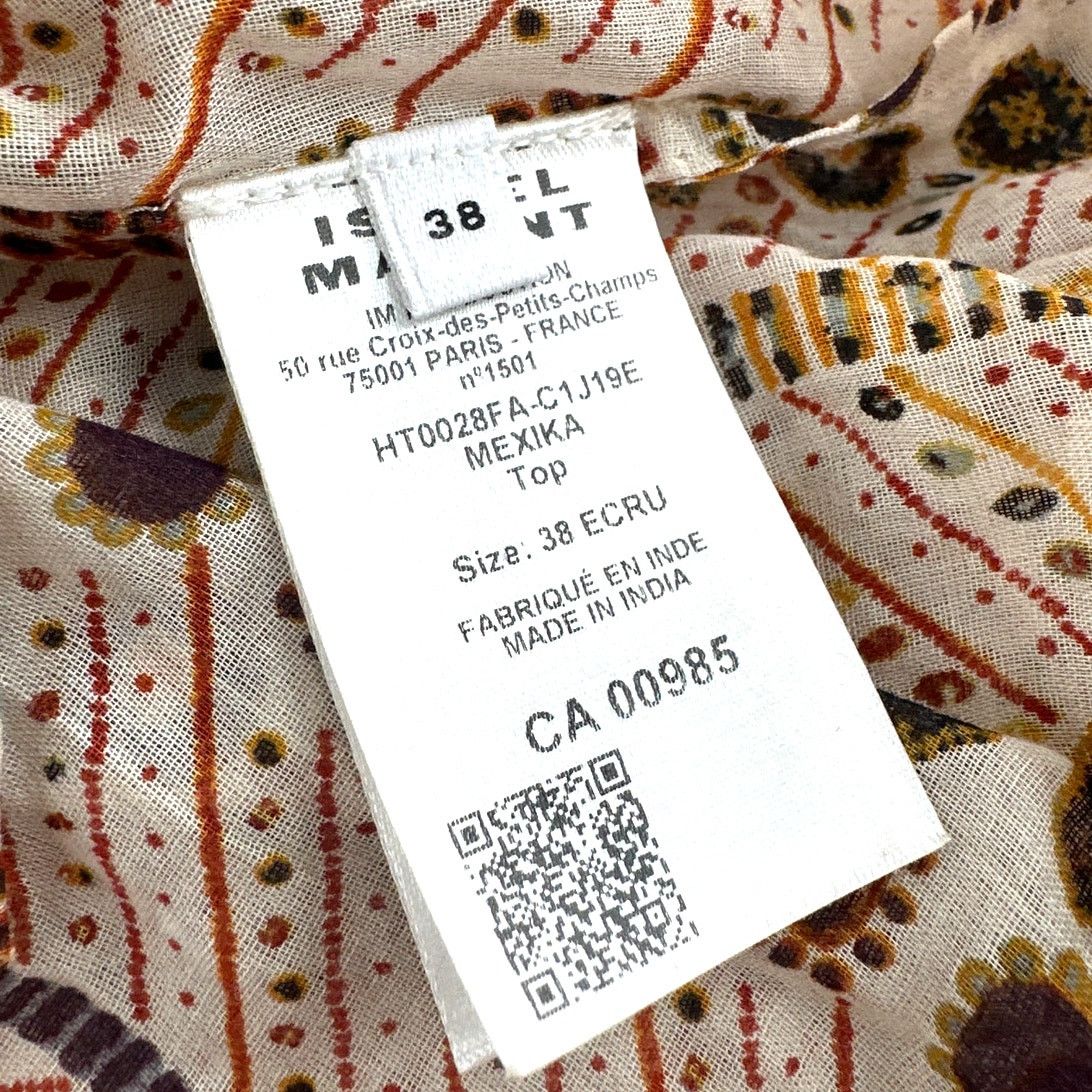Isabel Marant Etoile Marant Etoile Ecru Mexika Printed Cotton Blouse 38 | Medium Size M / US 6-8 / IT 42-44 - 7 Thumbnail