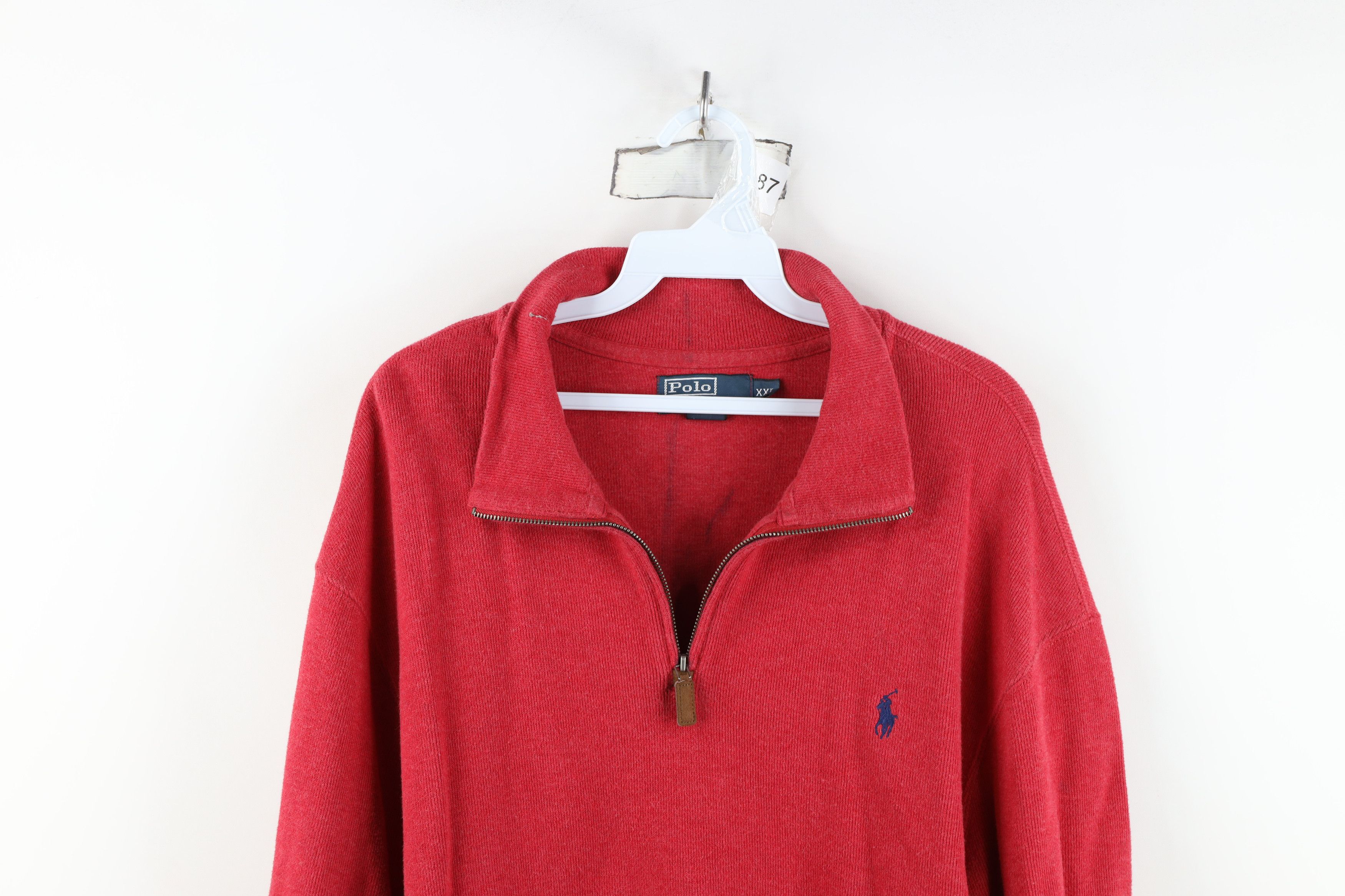 Ralph Lauren Vintage 90s Ralph Lauren Cotton Ribbed Knit Half Zip Sweater Size US XXL / EU 58 / 5 - 2 Thumbnail