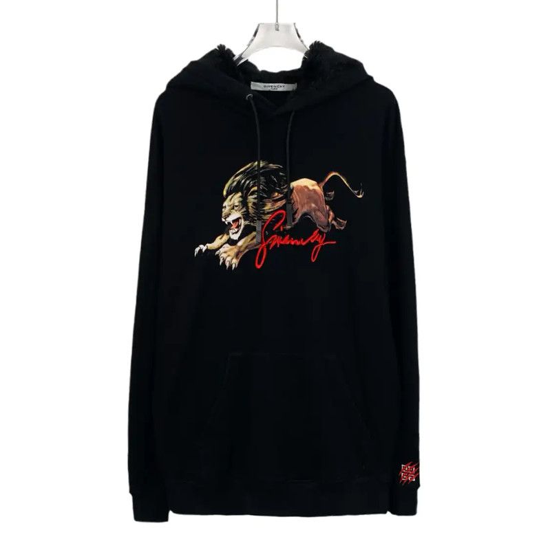 Givenchy Givenchy Black Cotton Men's Hoodie with Lion Print 0089 Size US M / EU 48-50 / 2 - 1 Thumbnail