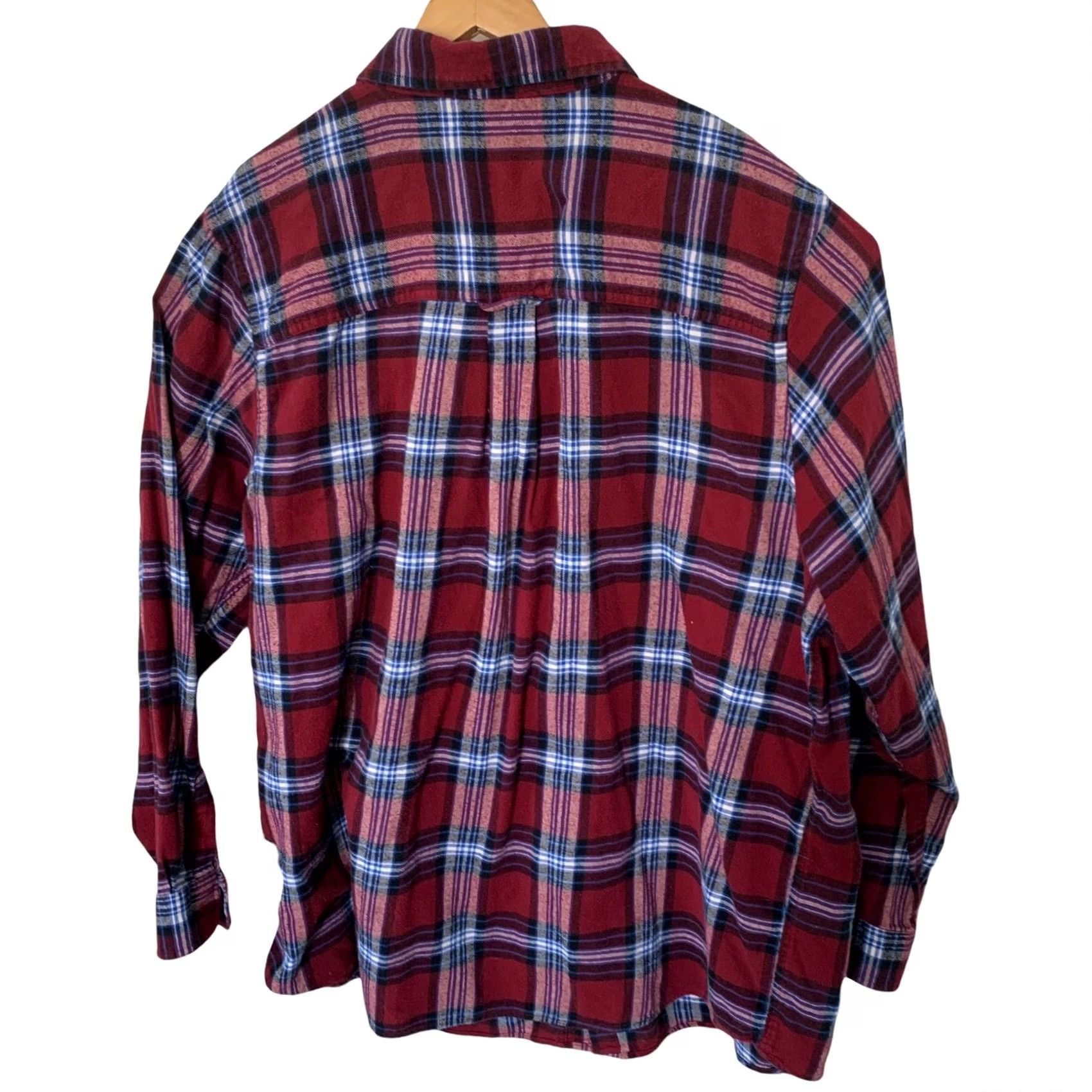 Vintage KING SIZE Flannel Shirt Mens 3XLT Tall Long Sleeve Button Front Red Plaid Size US XXL / EU 58 / 5 - 4 Thumbnail