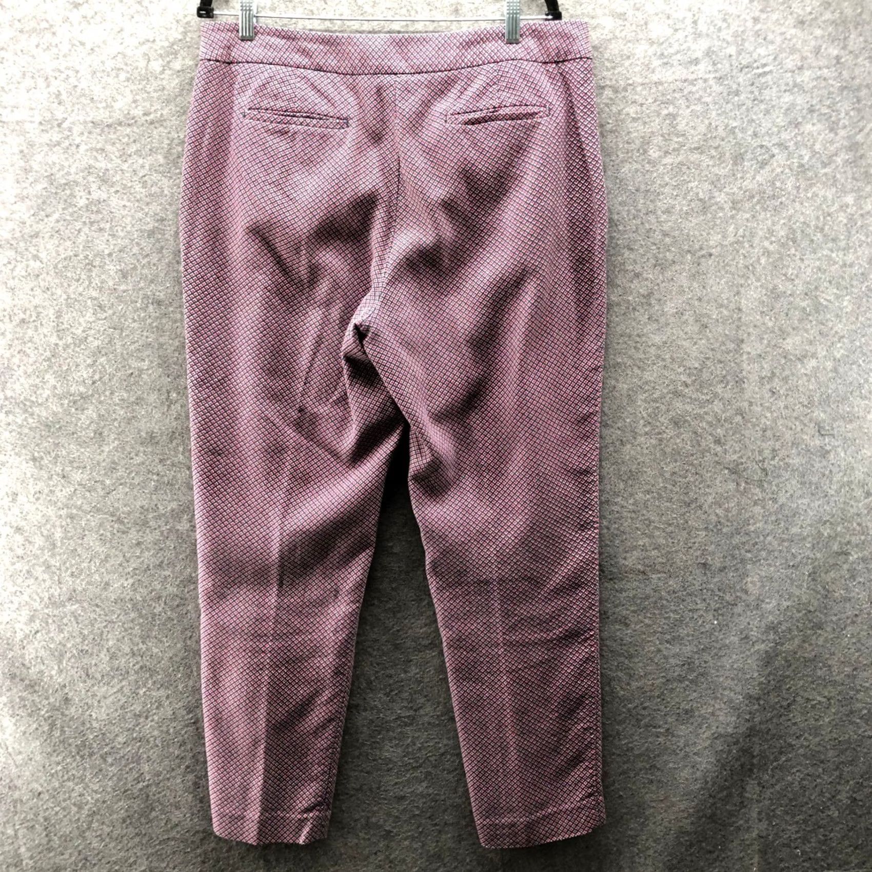 Talbots Talbots Heritage Ankle Pants Womens 14 Red Blue Geometric Cotton Modal Blend Twist Twill Pockets Rise Mid Regular Size 36" / US 14 / IT 50 - 2 Thumbnail