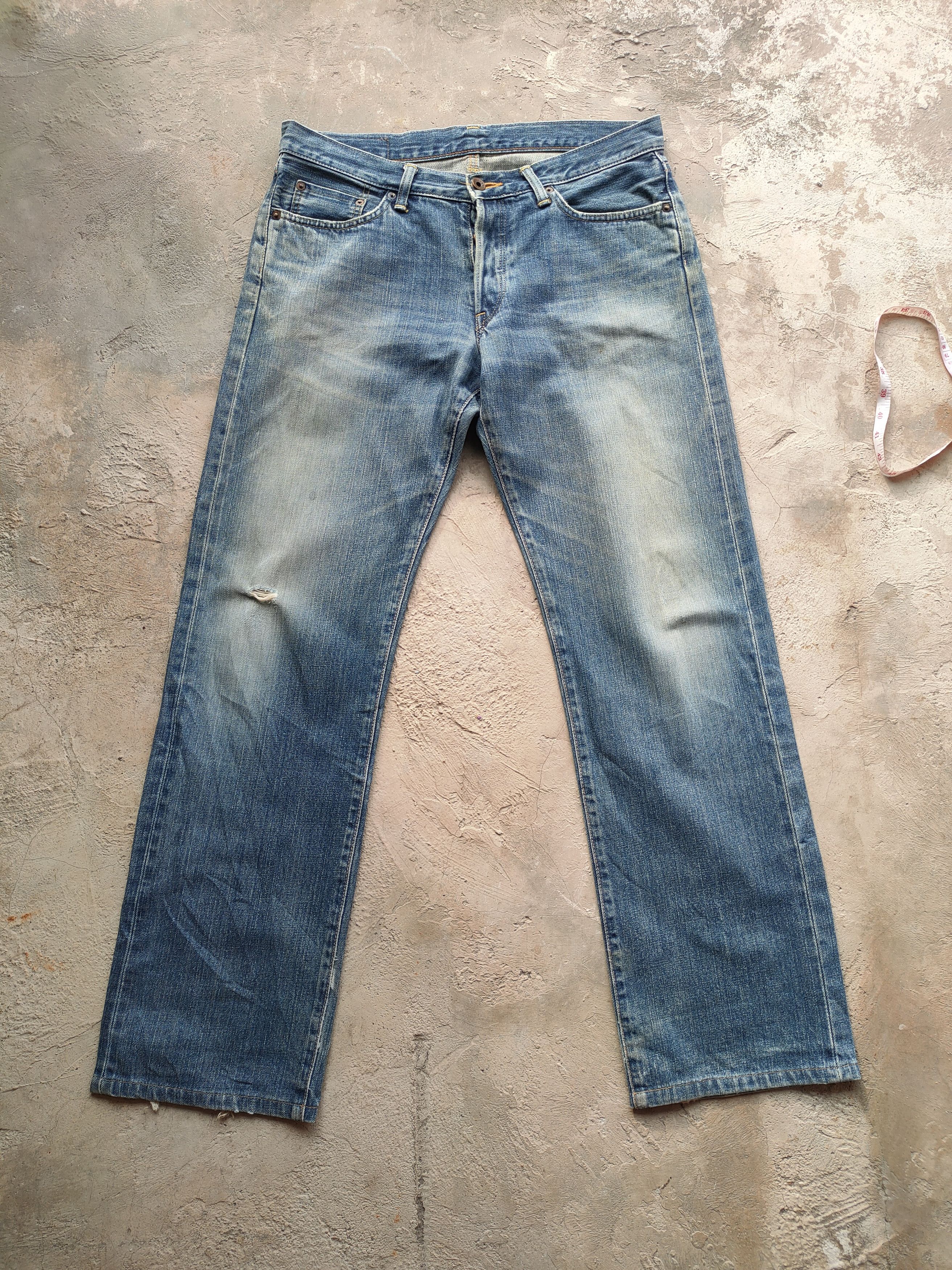 Edwin # VINTAGE EDWIN 505 FADED OREN TAG RIPPED JEAN PANTS Size US 34 / EU 50 - 2 Thumbnail