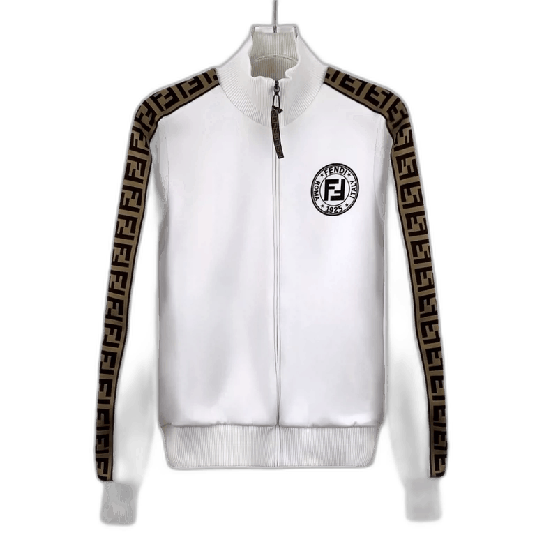 Fendi Fendi White Logo Zip Long Sleeve Jacket Size M / US 6-8 / IT 42-44 - 1 Thumbnail