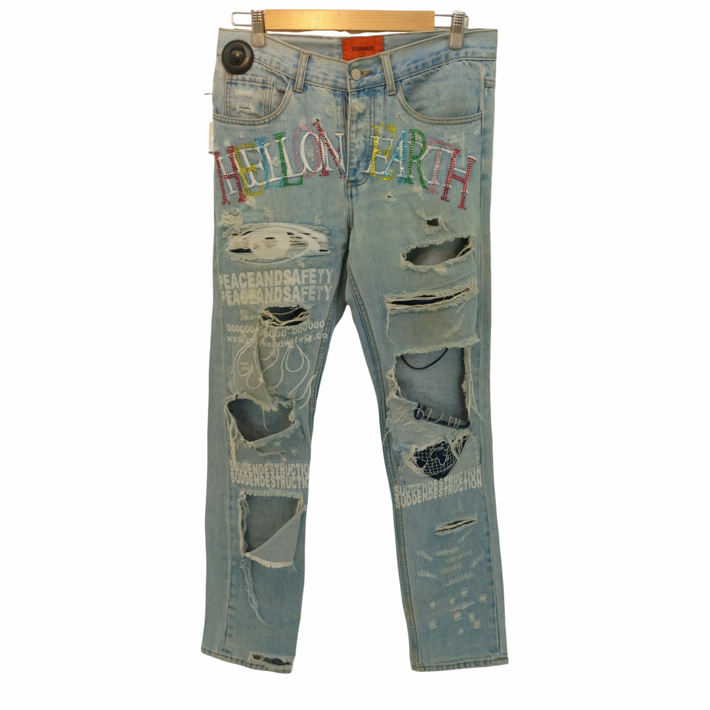 image of Ev Bravado 'hell On Earth' Rhinestone Distressed Denim, Men's (Size 30)