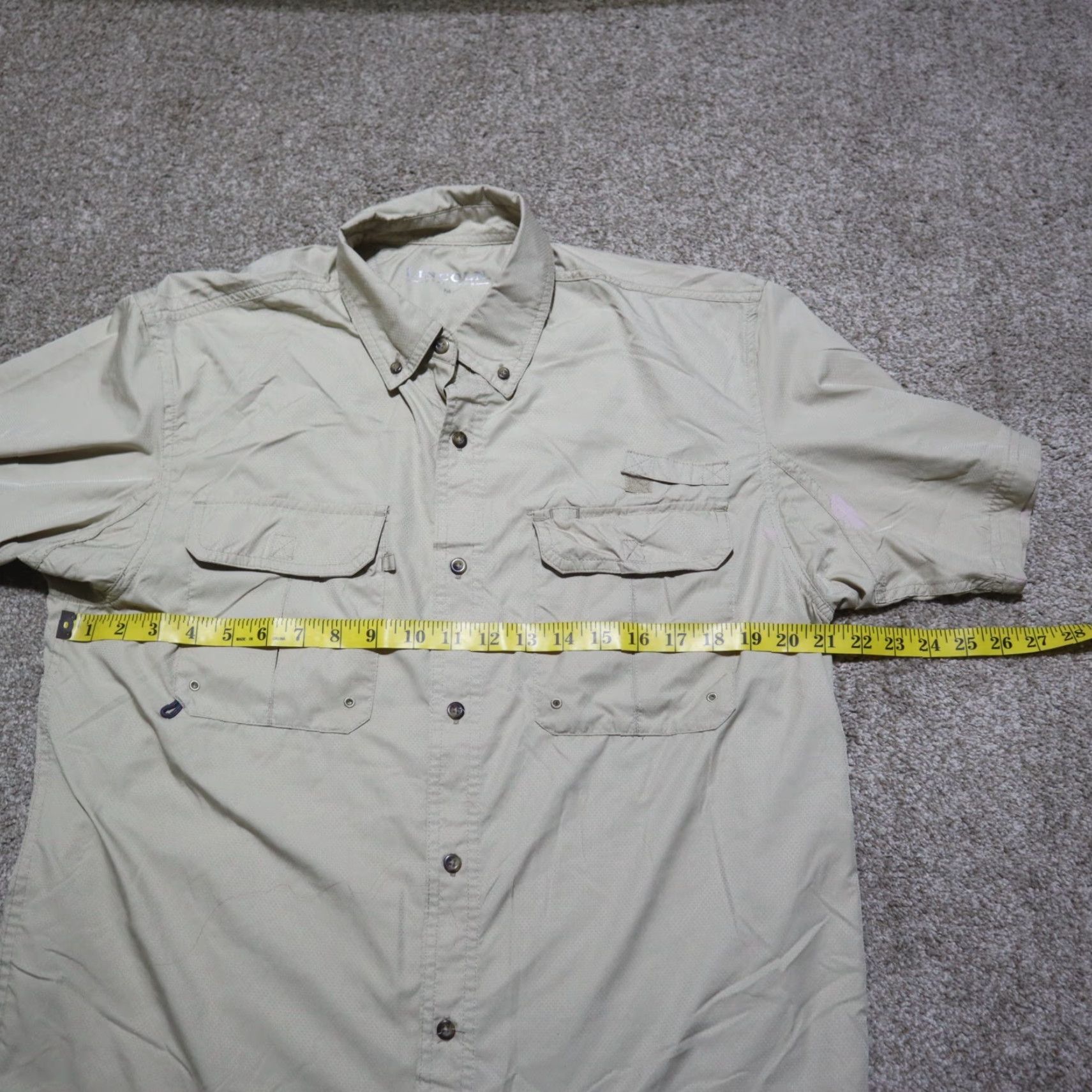 Vintage Lincoln Outfitters Button-Up Shirt Beige Short Sleeve Mens M Regular Solid Size US M / EU 48-50 / 2 - 4 Thumbnail