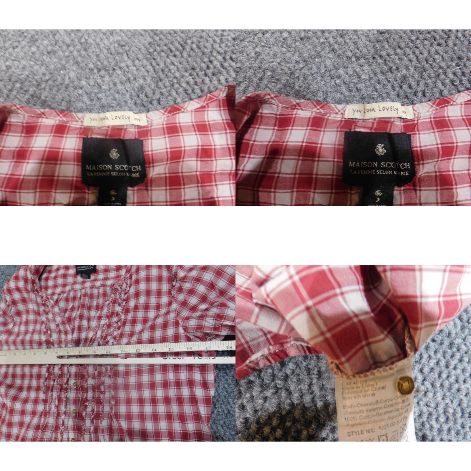 Vintage Rafaella Blouse Women Shirt Regular Size 3 Red Plaid Button Down Collared Cotton Casual Long Sleeve Size XS / US 0-2 / IT 36-38 - 8 Thumbnail