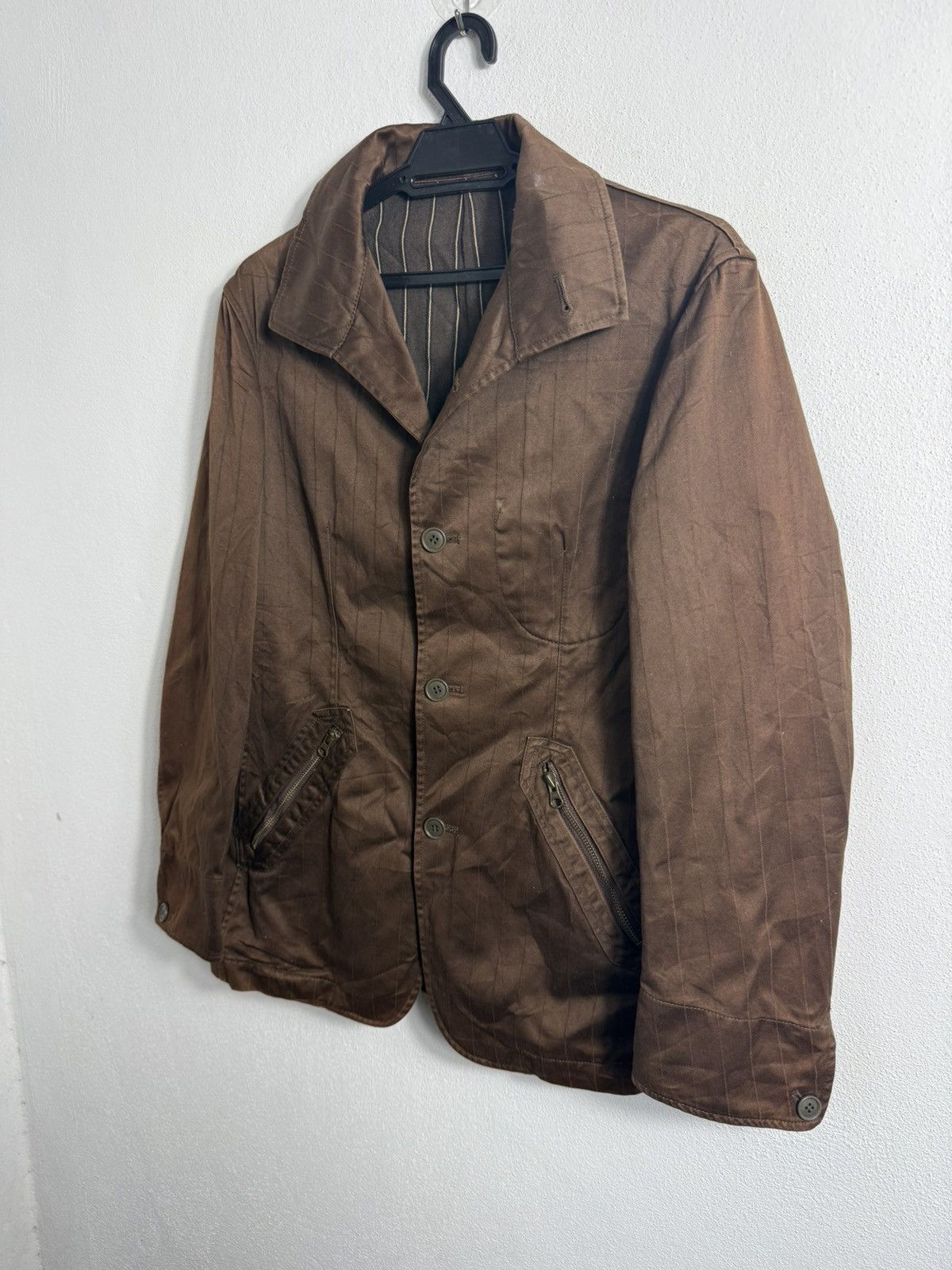 PPFM BROWN STRIPEJAPANESE CASUAL JACKET BY PPFM JAPANESE BRAND Size US S / EU 44-46 / 1 - 3 Thumbnail