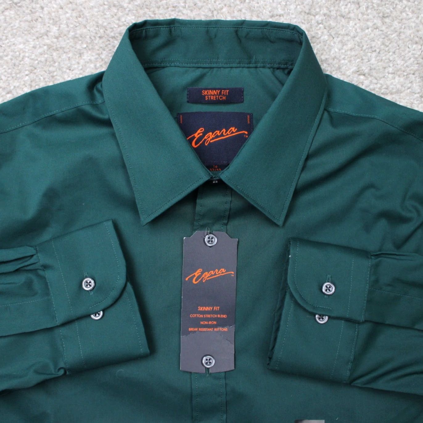 Egara Egara Dress Shirt Mens 16, 32/33 Green Regular Long Sleeve Button Shirt Size 42R - 2 Thumbnail