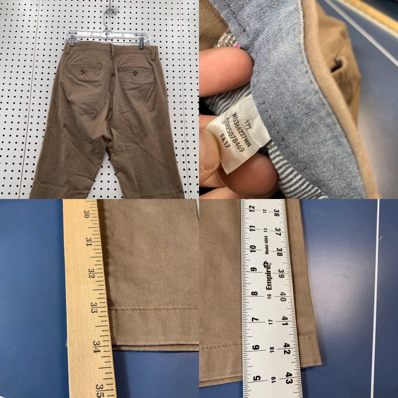 Vintage Wallin & Bros Chino Pants Mens 32x34 Brown Slim Fit School Work Khaki Pants Size US 32 / EU 48 - 8 Thumbnail