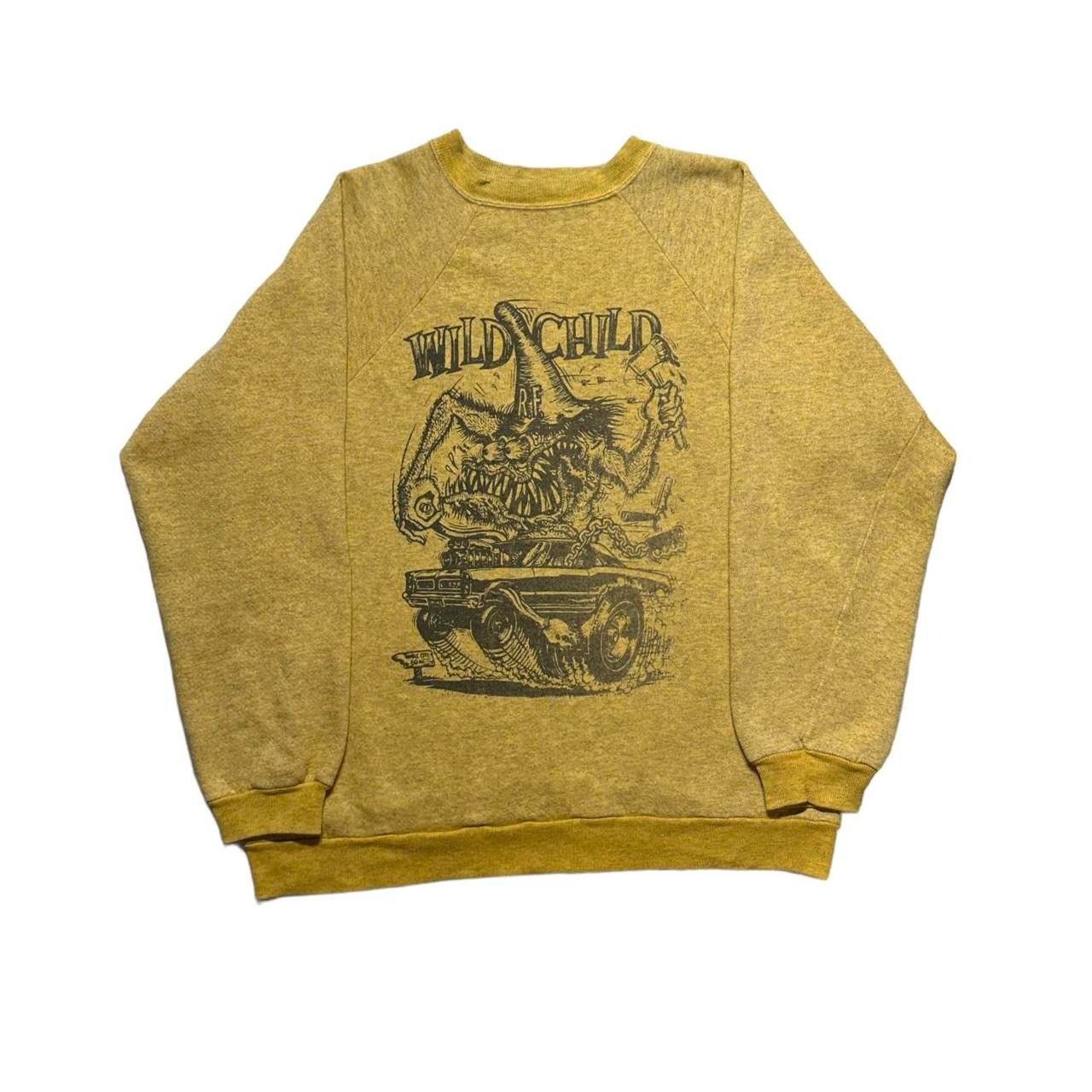 image of Ed Roth x Hanes Vintage Rat Fink Wild Child Crewneck in Grey, Men's (Size XL)