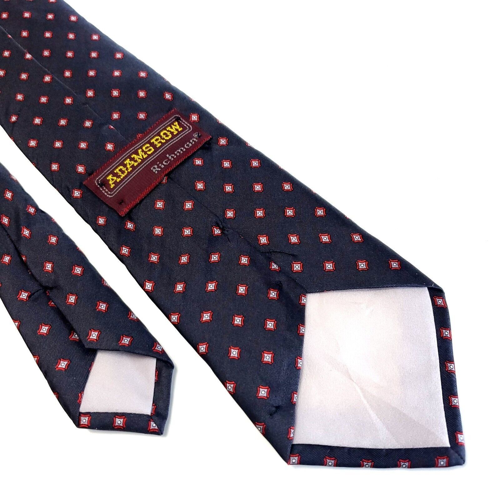 Designer Adam's Row Richman Blue Red Geometric Print Short Silk Tie Size ONE SIZE - 4 Thumbnail