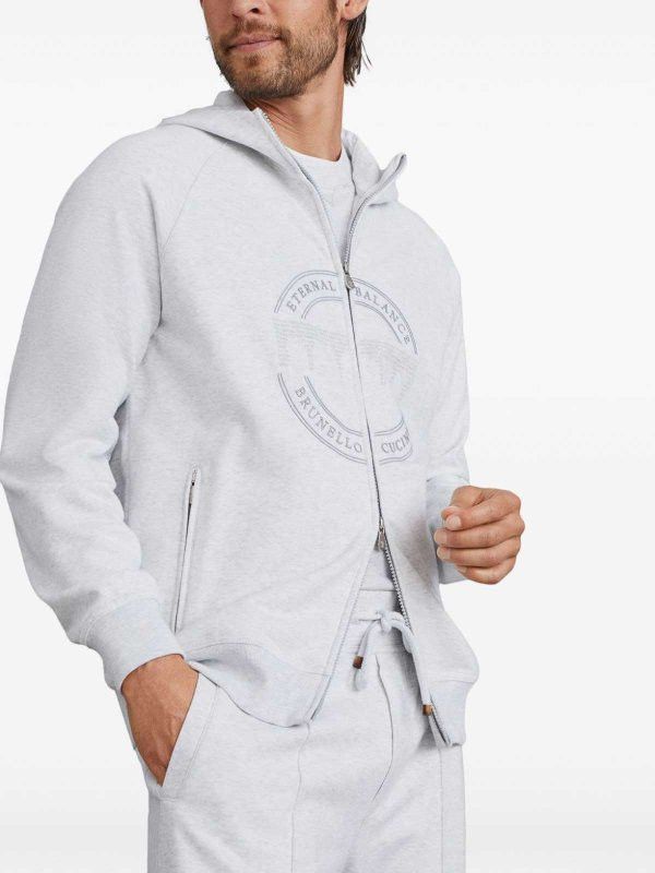 Brunello Cucinelli o1y0526 Hoodie in Light Gray Size US M / EU 48-50 / 2 - 5 Thumbnail