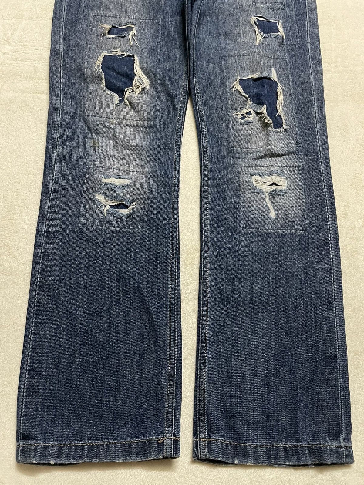 Japanese Brand Vintage Colin’s Distress Ripped Denim Jeans Size US 33 - 3 Thumbnail