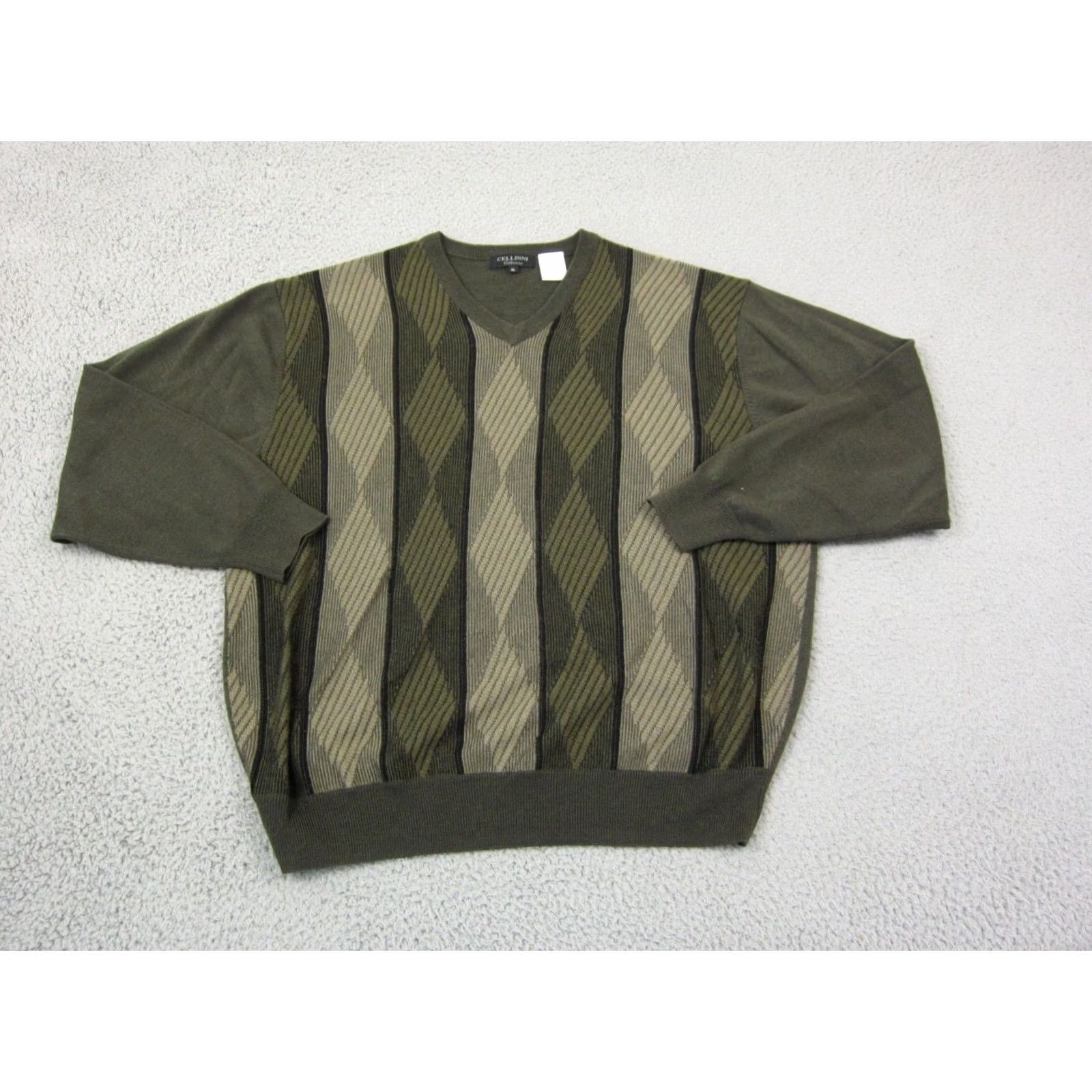 Vintage VINTAGE Cellinni Sweater Mens XL Green Wool Argyle Diamond Knit Pullover 80s 90s Dad Preppy Size US XL / EU 56 / 4 - 2 Thumbnail