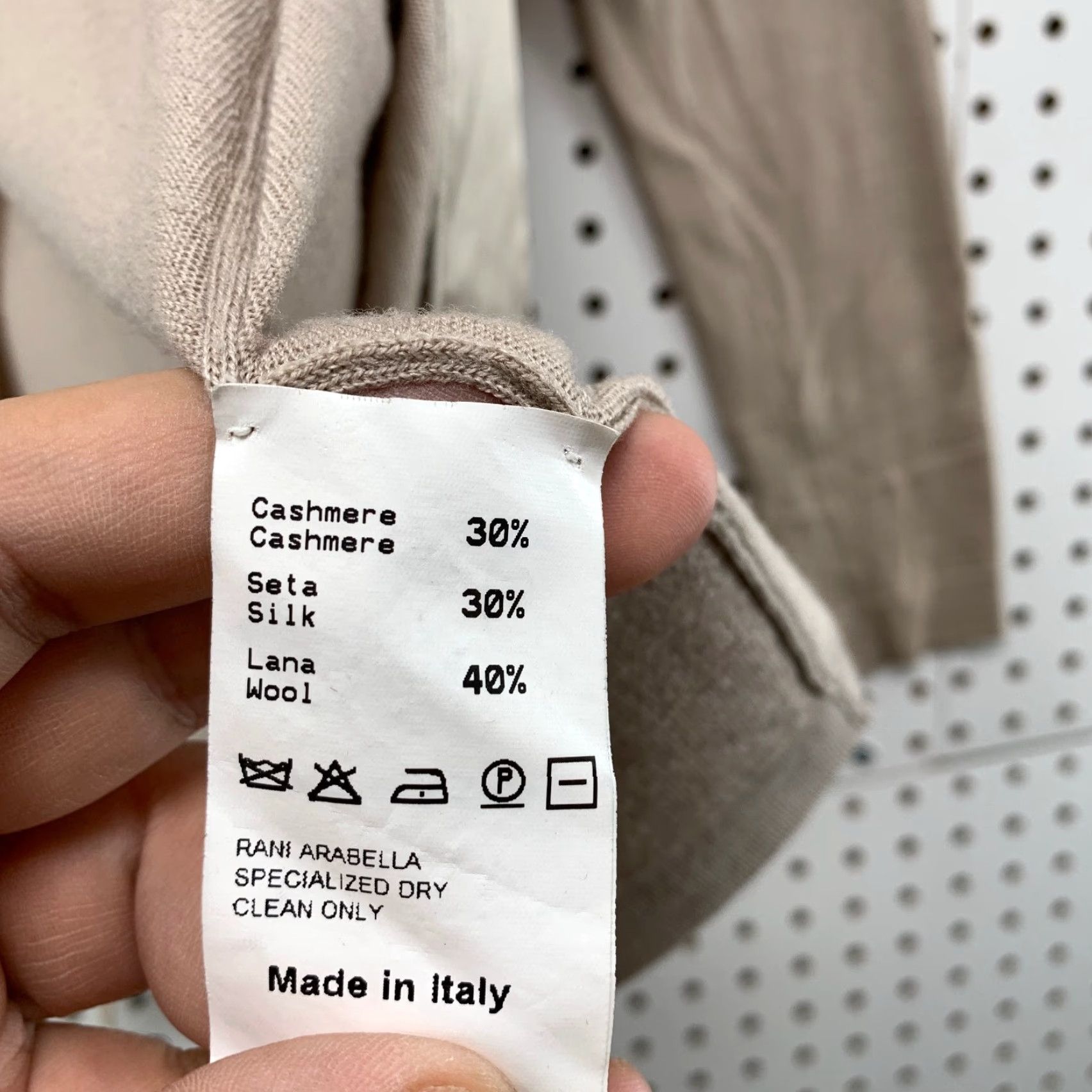 Vintage Rani Cardigan Womens Medium Beige Open Italy Cashmere Silk Wool Knit Open - V-Neck Casual Sweater Size M / US 6-8 / IT 42-44 - 4 Thumbnail