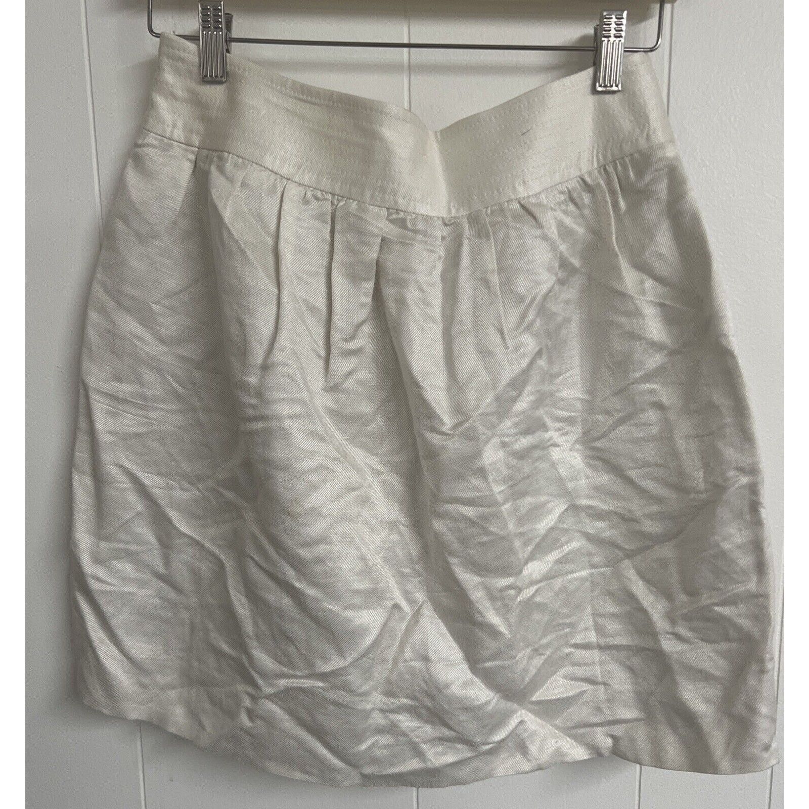 J.Crew J Crew Womens Button Linen Blend Short Mini Skirt Size 6 Size 28" / US 6 / IT 42 - 2 Thumbnail