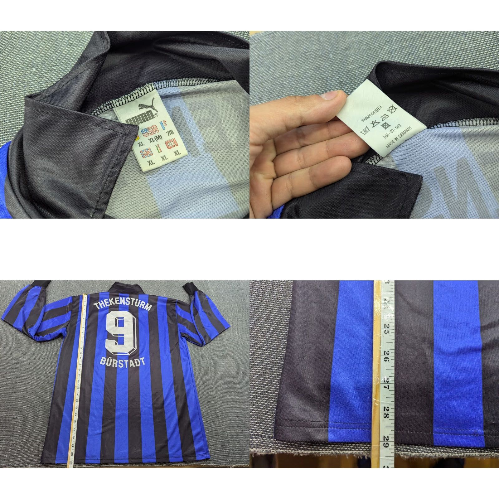 Puma VINTAGE PUMA Football Jersey XL Striped Black Blue Retro Unisex Adults T-Shirt Sports Boy/Man Mens Men/Womens Size US XL / EU 56 / 4 - 8 Thumbnail