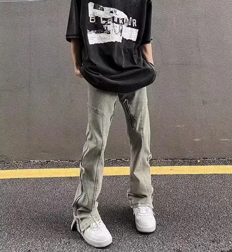 Designer × Japanese Brand High street distressed washed side zip micro flare jeans Size US 32 / EU 48 - 4 Thumbnail
