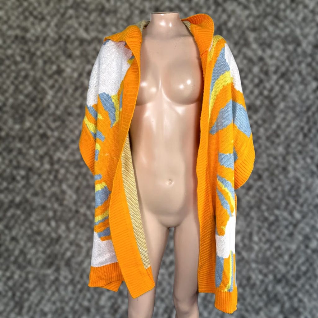 Urban Outfitters VINTAGE? No. Urban Outfitters Cali Sunrise Poncho Women's Sweater One Size Hooded Acrylic WW10 Size ONE SIZE - 1 Thumbnail