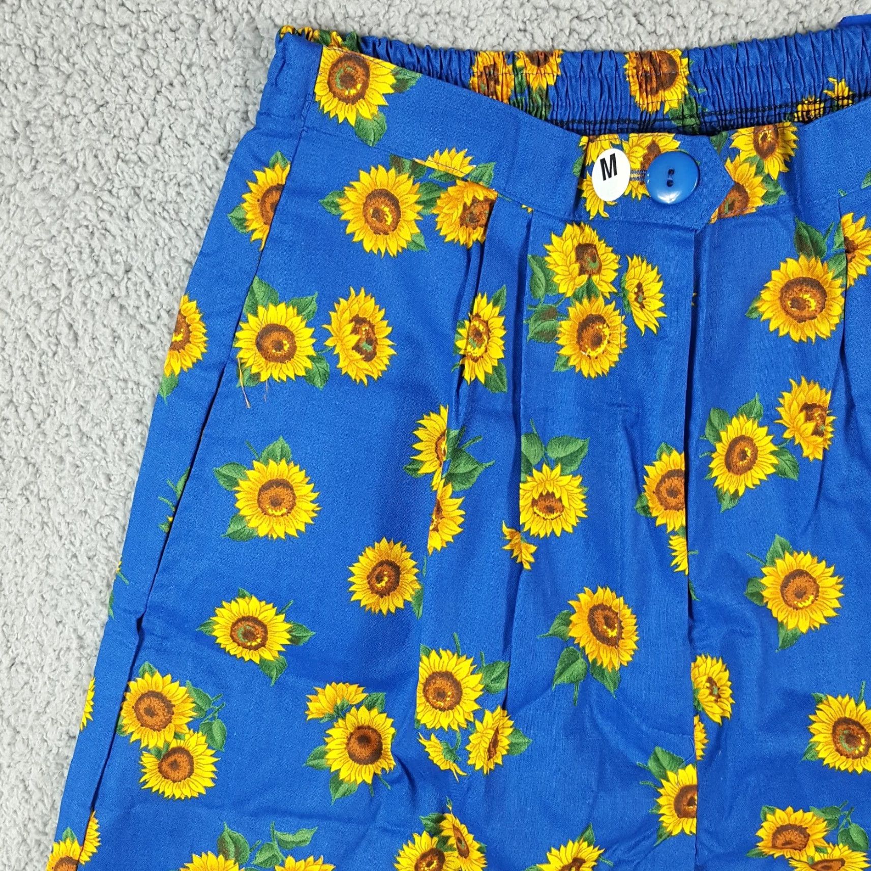 Sunflower VINTAGE Infinity Chic Women’s Relaxed Fit Cotton Lounge Shorts 80s Sunflower Flower Print Fall Summer Y2K Purple Size 32" / US 10 / IT 46 - 2 Thumbnail