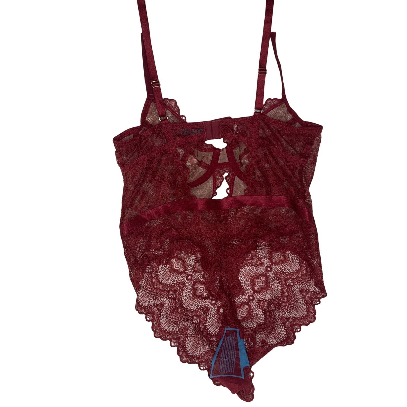 Asos ASOS Bodysuit Burgundy Satin Mesh Lace -US size 10-NWOT Size ONE SIZE - 5 Thumbnail
