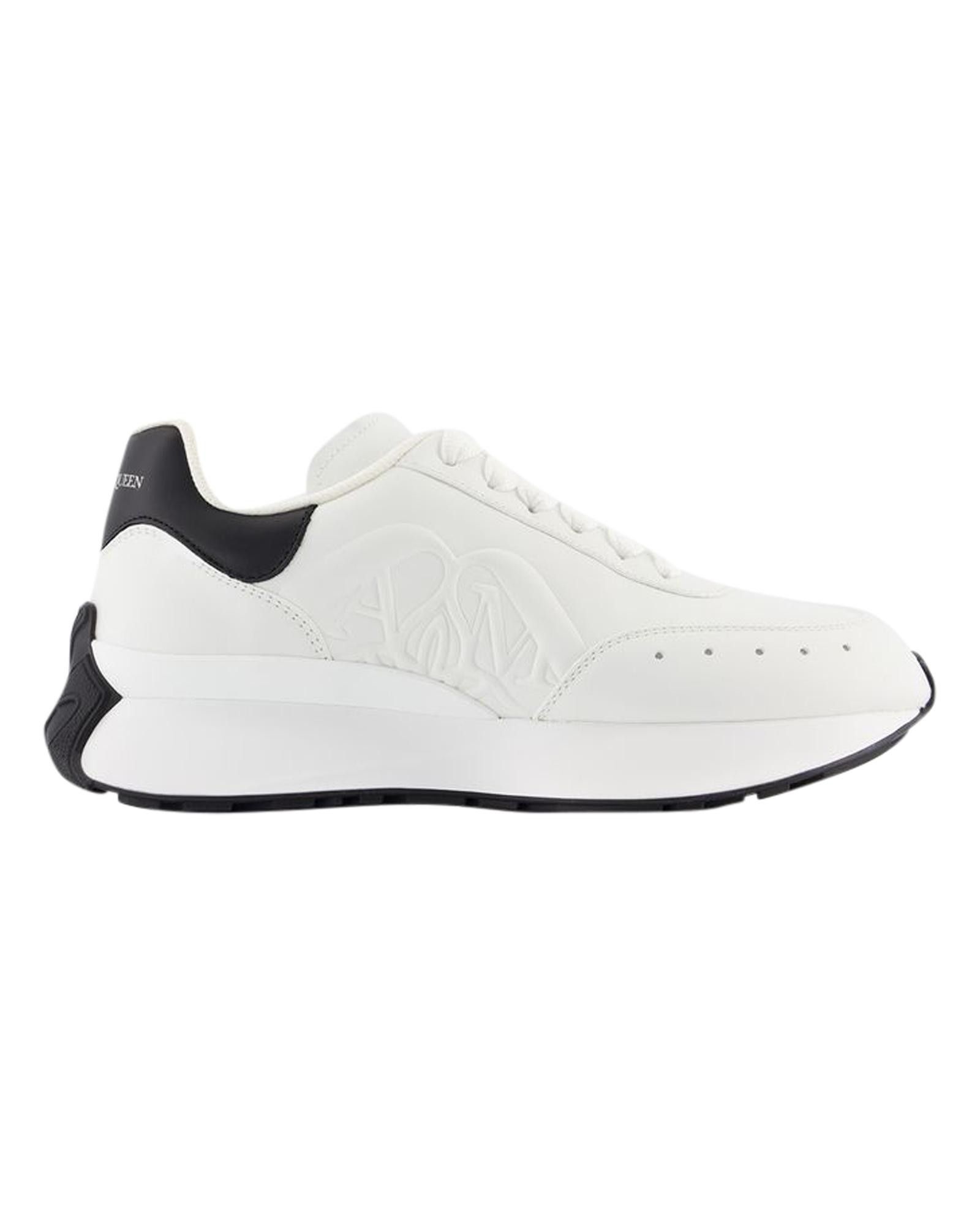 image of Alexander Mcqueen Leather Sprint Runner Sneakers With Top Laces in White, Women's (Size 6)