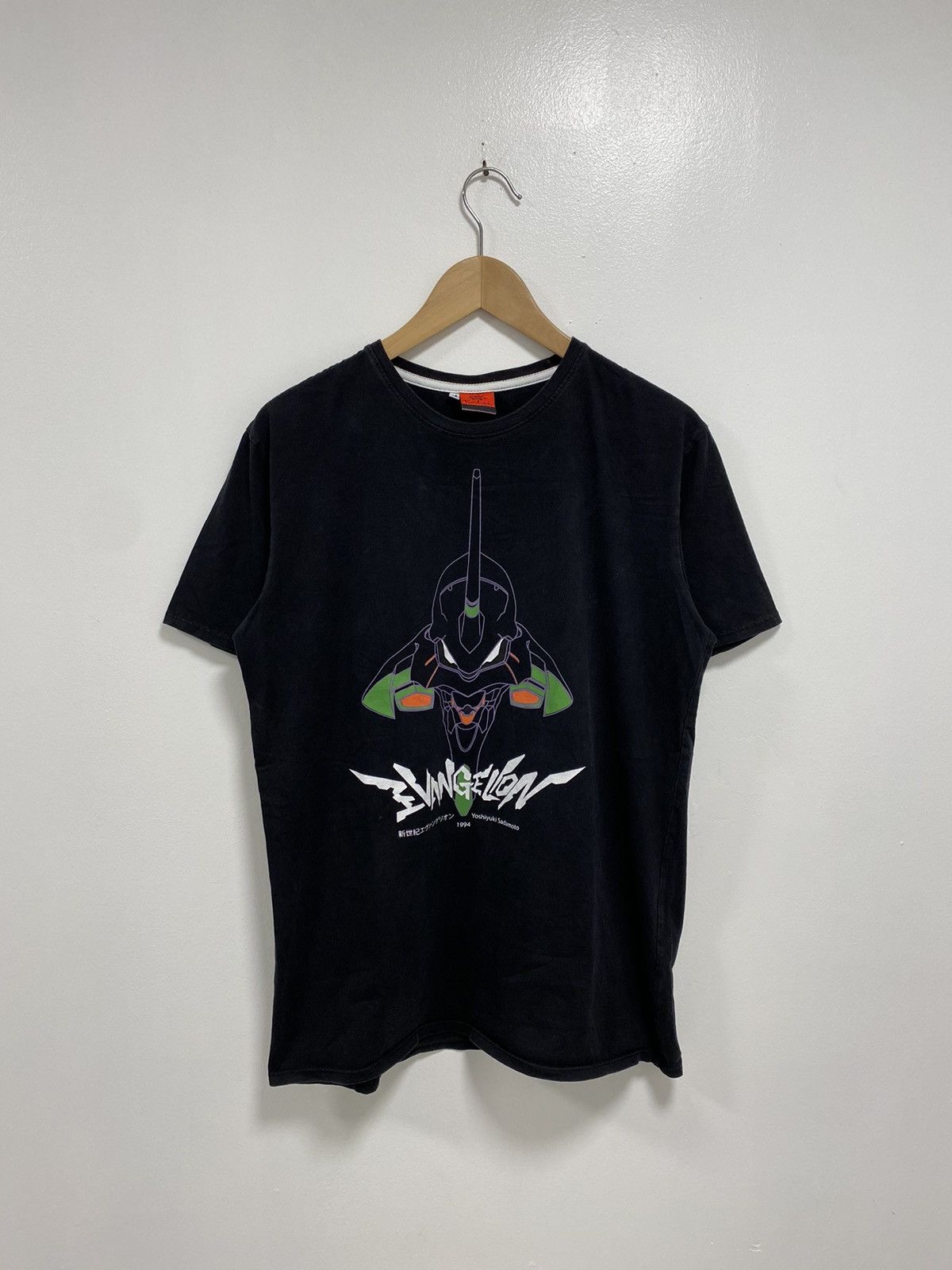 image of Anima x Vintage Neon Genesis Evangelion T Shirt in Black, Men's (Size XL)