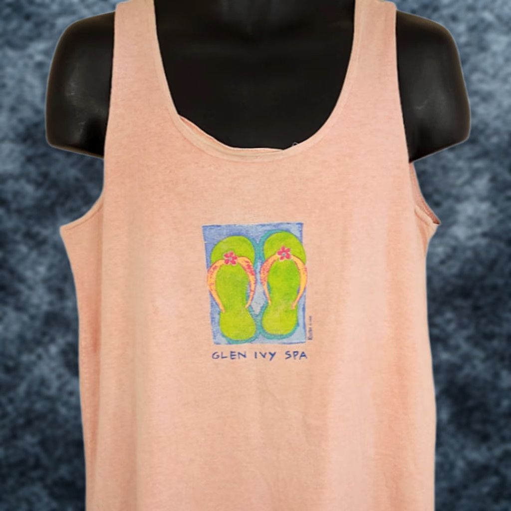 Pinko VINTAGE Glen Ivy Spa Tank Top Womens XL Pink Tank Womens XL Pink Cotton 90s Made In USA Size XL / US 12-14 / IT 48-50 - 1 Thumbnail