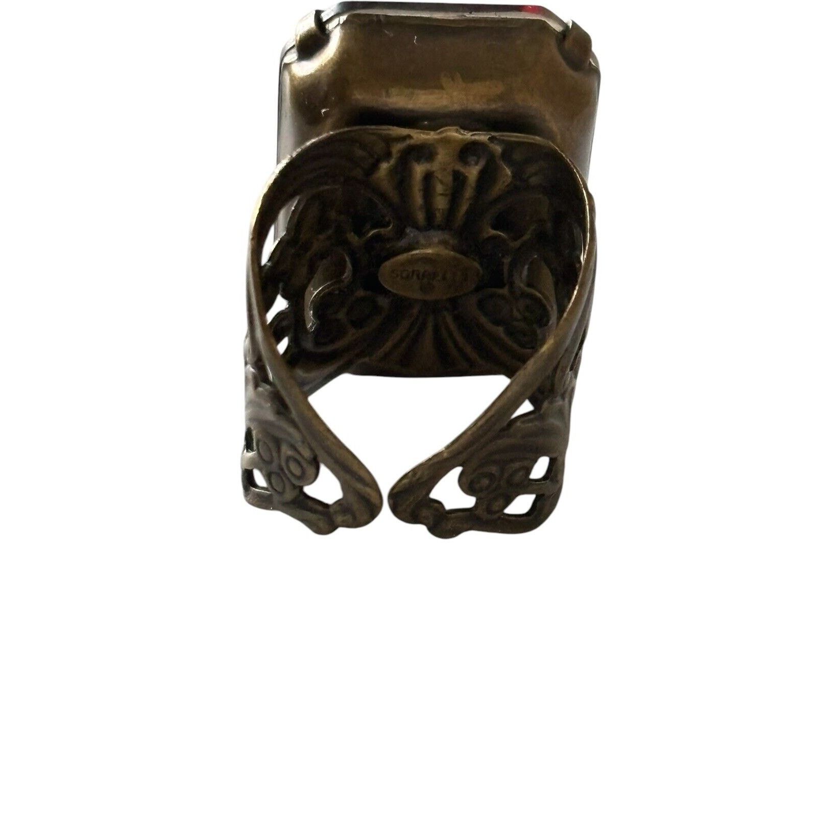 Other Sorrelli Statement Ring Red Crystal Brass Adjustable Ring Size ONE SIZE - 4 Thumbnail