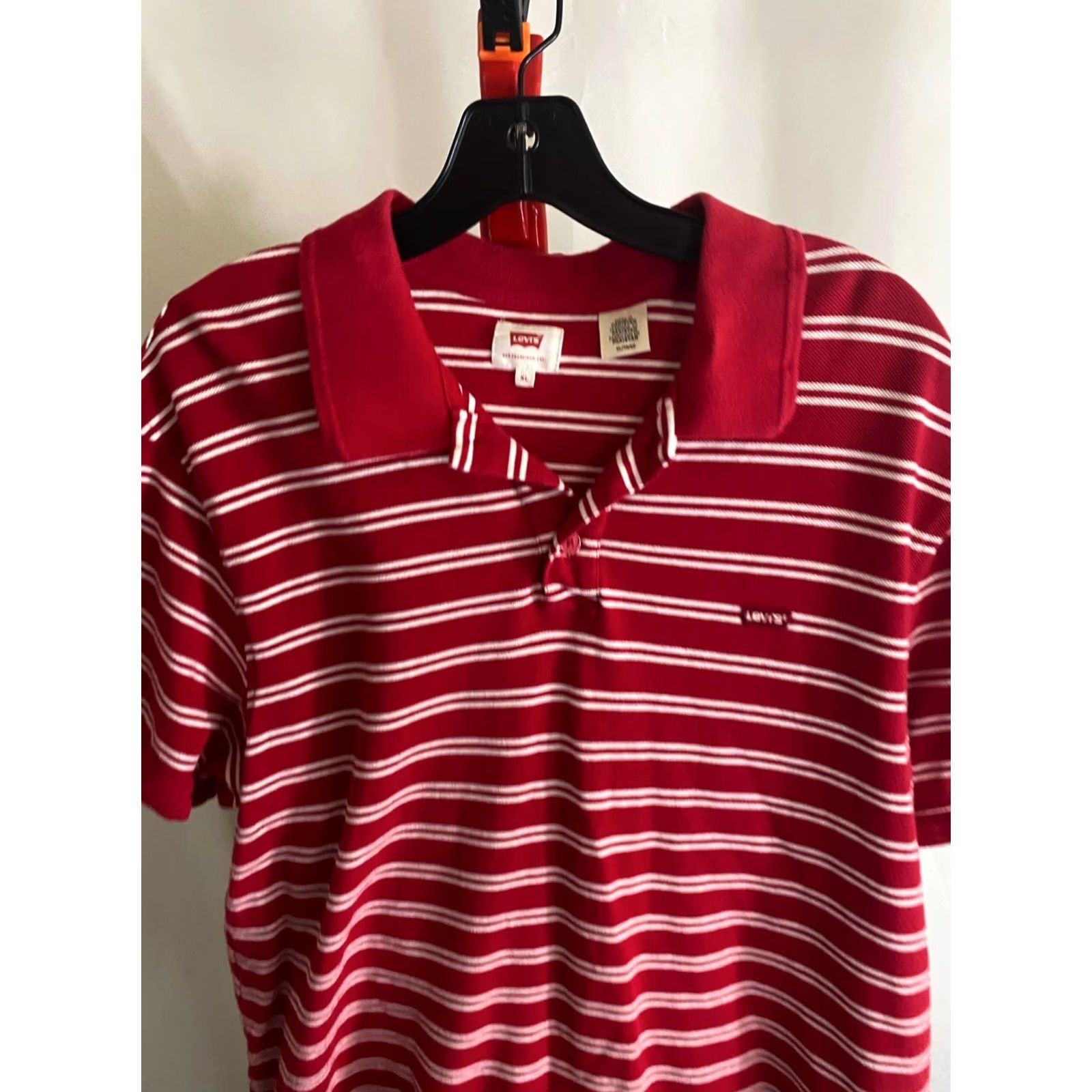 Vintage Levis Polo Shirt XL Men Red White Stripe Polo Shirt XL Mens Regular Size XL Red White Stripe Polo Shirt Levis Size US XL / EU 56 / 4 - 2 Thumbnail