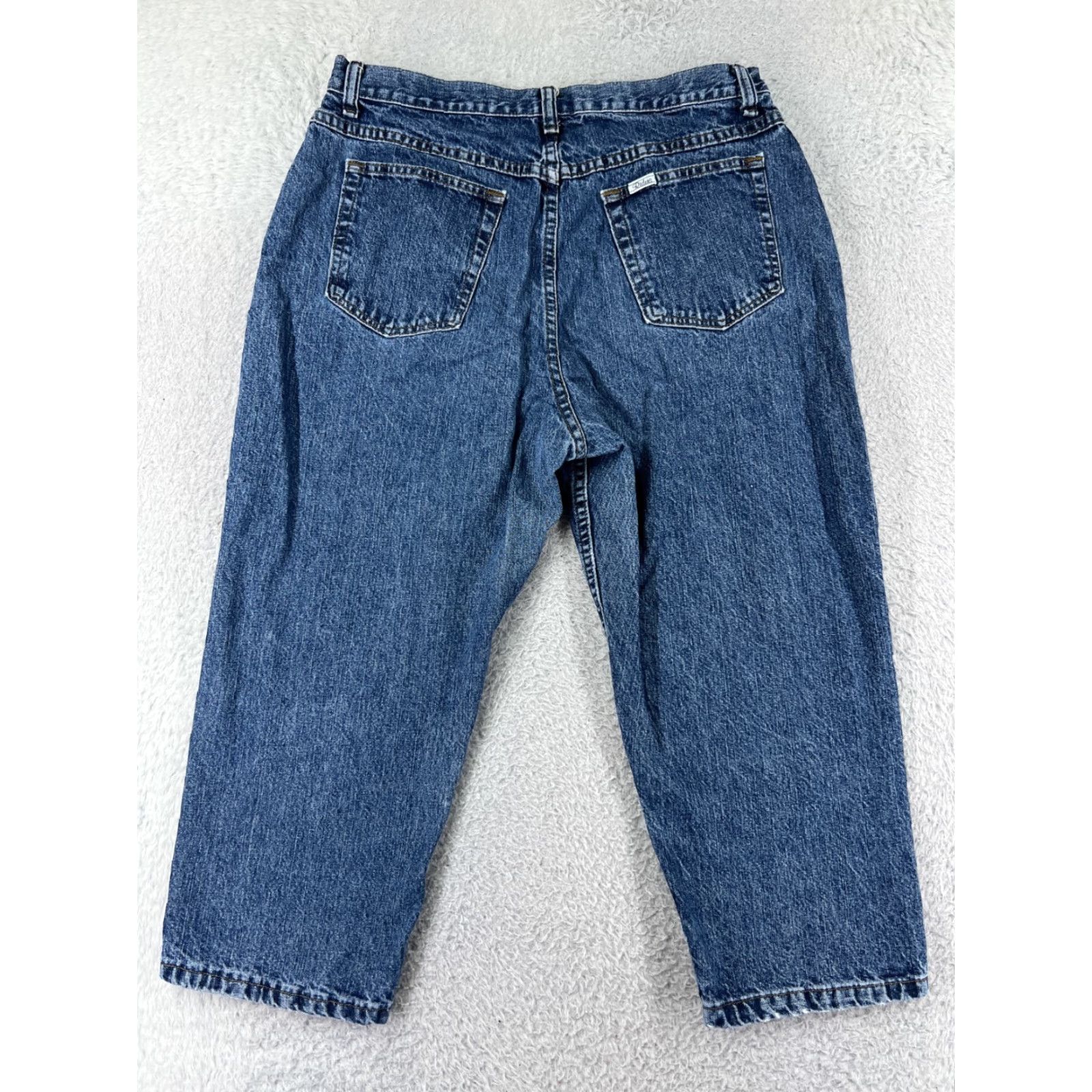 Lee Lee Jeans Pants Women 30 Blue Denim Capri Cotton Blend Stretch Mid Rise Med Wash Regular Flower Pattern 80s? 90s? Wait. Size 30" / US 8 / IT 44 - 2 Thumbnail