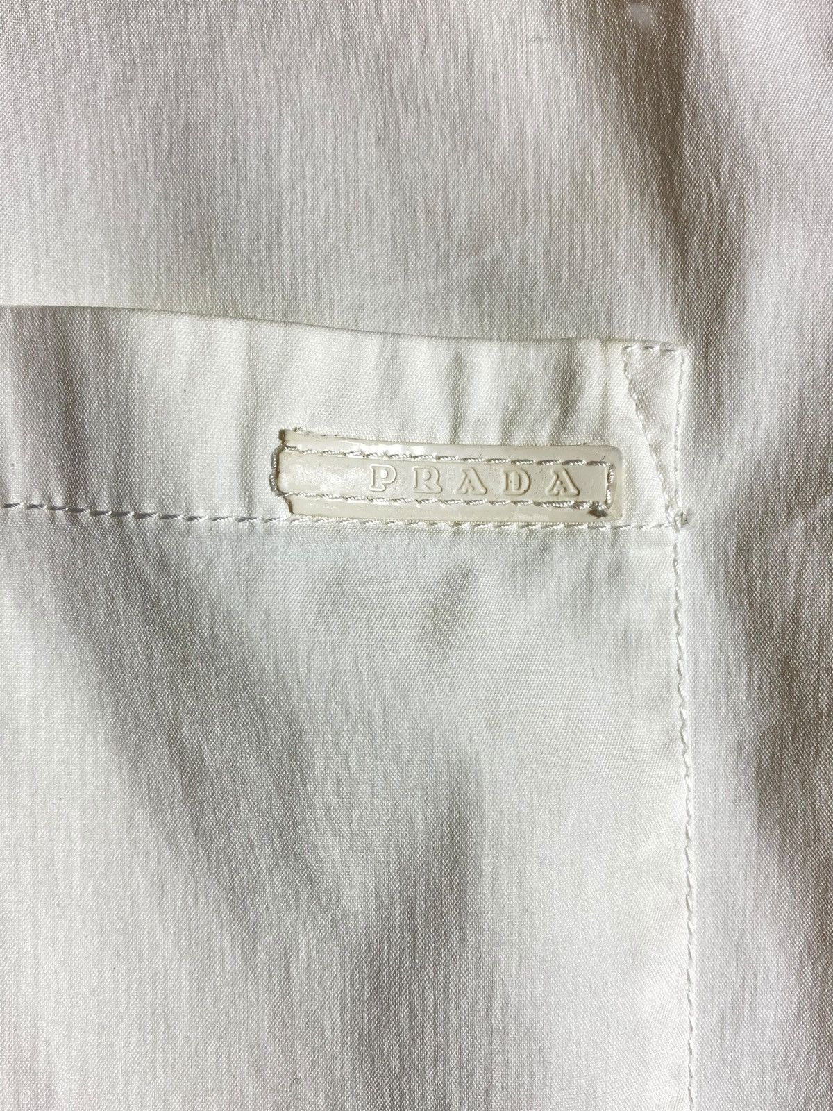 Prada Prada Tab Logo White Elastic Cotton Blend Pocket Shirt Size US M / EU 48-50 / 2 - 6 Thumbnail