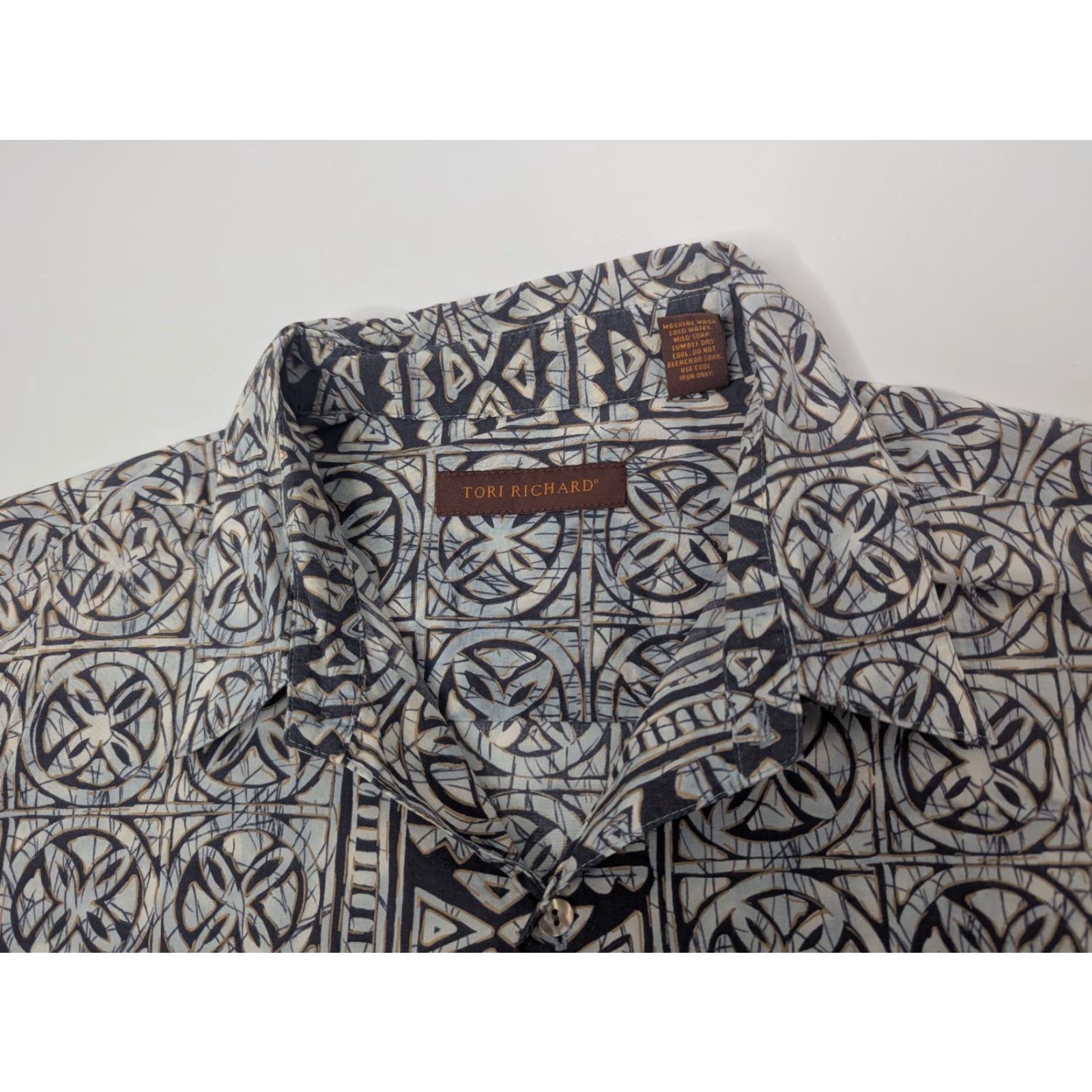 Tori Richard Tori Richard Shirt Men's XL Hawaiian Aloha Geometric Cotton Lawn USA Made Shirt Size US XL / EU 56 / 4 - 6 Thumbnail