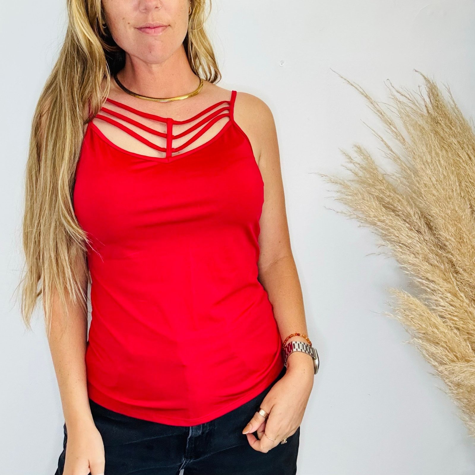 Vintage NEW VINTAGE Red Strappy Cutout Front $68 Tank Top Blouse M Size M / US 6-8 / IT 42-44 - 10 Thumbnail