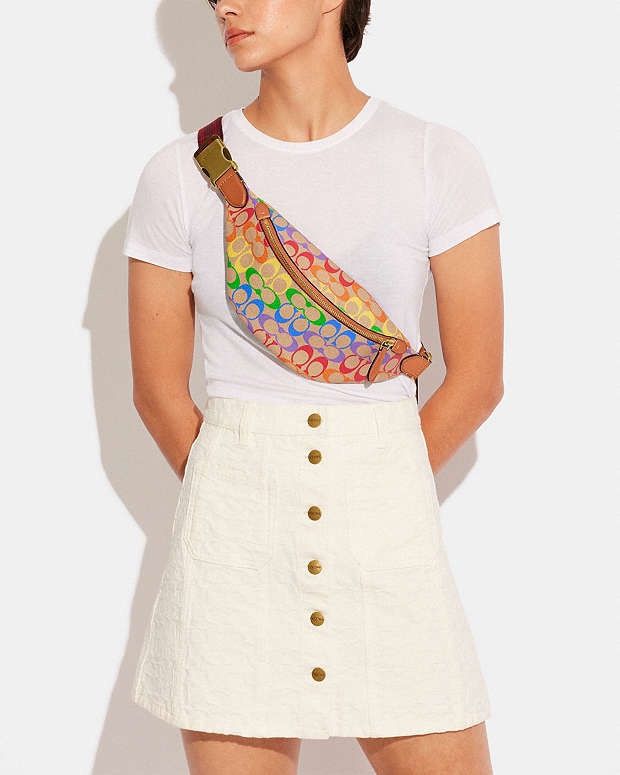 Coach Coach Charter Belt Bag 7 In Rainbow Signature Canvas Size ONE SIZE - 1 Thumbnail
