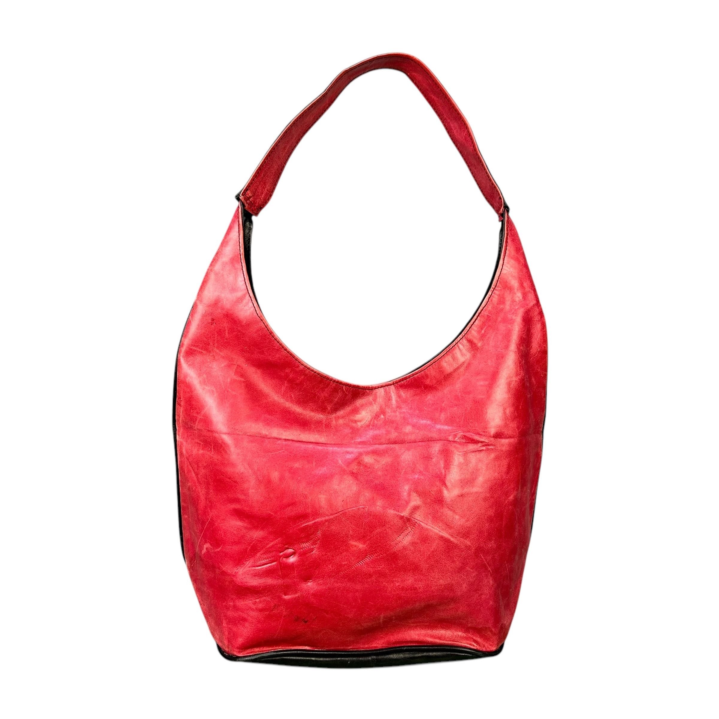 Vintage Vintage LES SACS Red Leather Shoulder Bag Size ONE SIZE - 4 Thumbnail