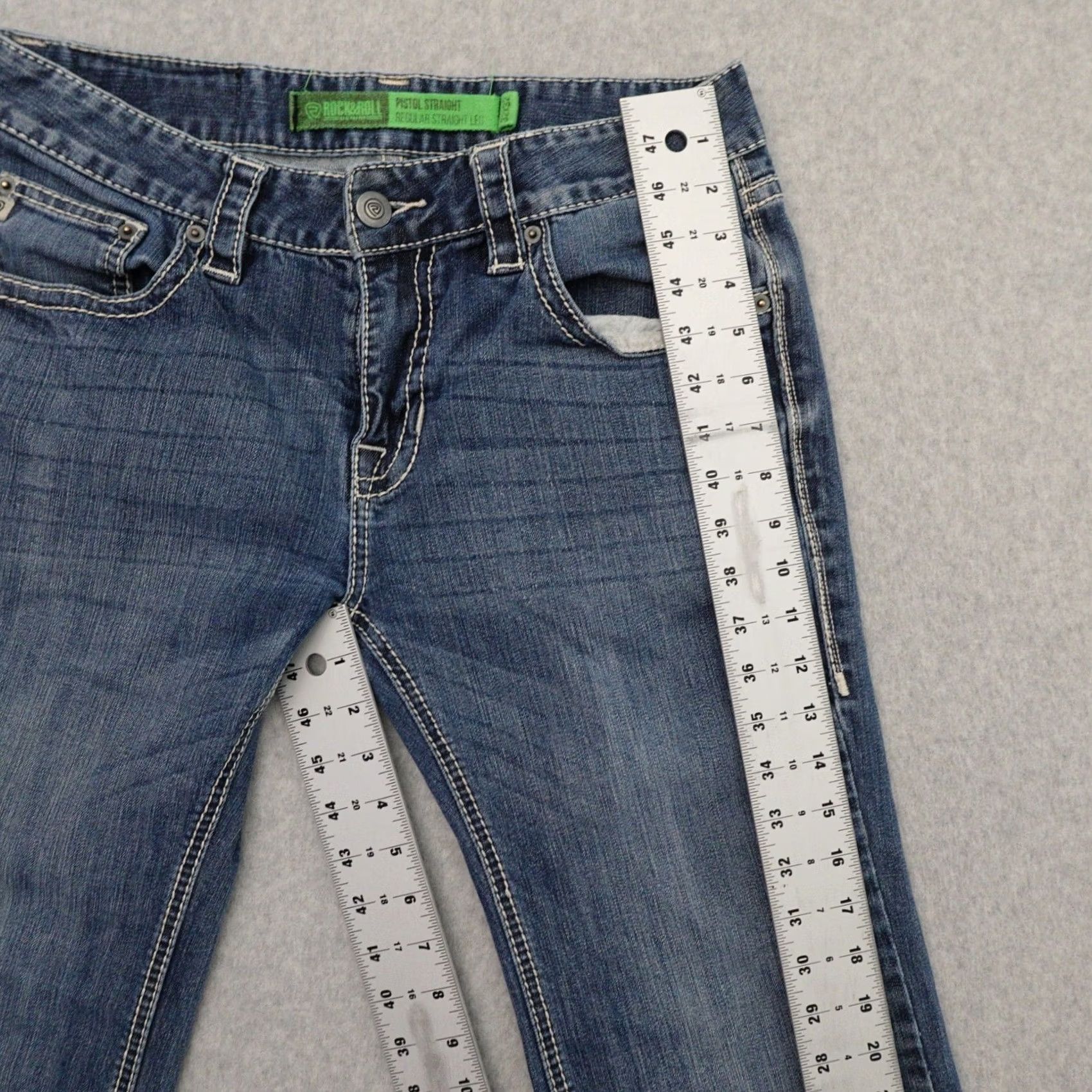 Pistola Rock & Roll Jeans Jeans 32 (32X30) Blue Denim Regular Straight Mens Pants Size US 32 / EU 48 - 7 Thumbnail
