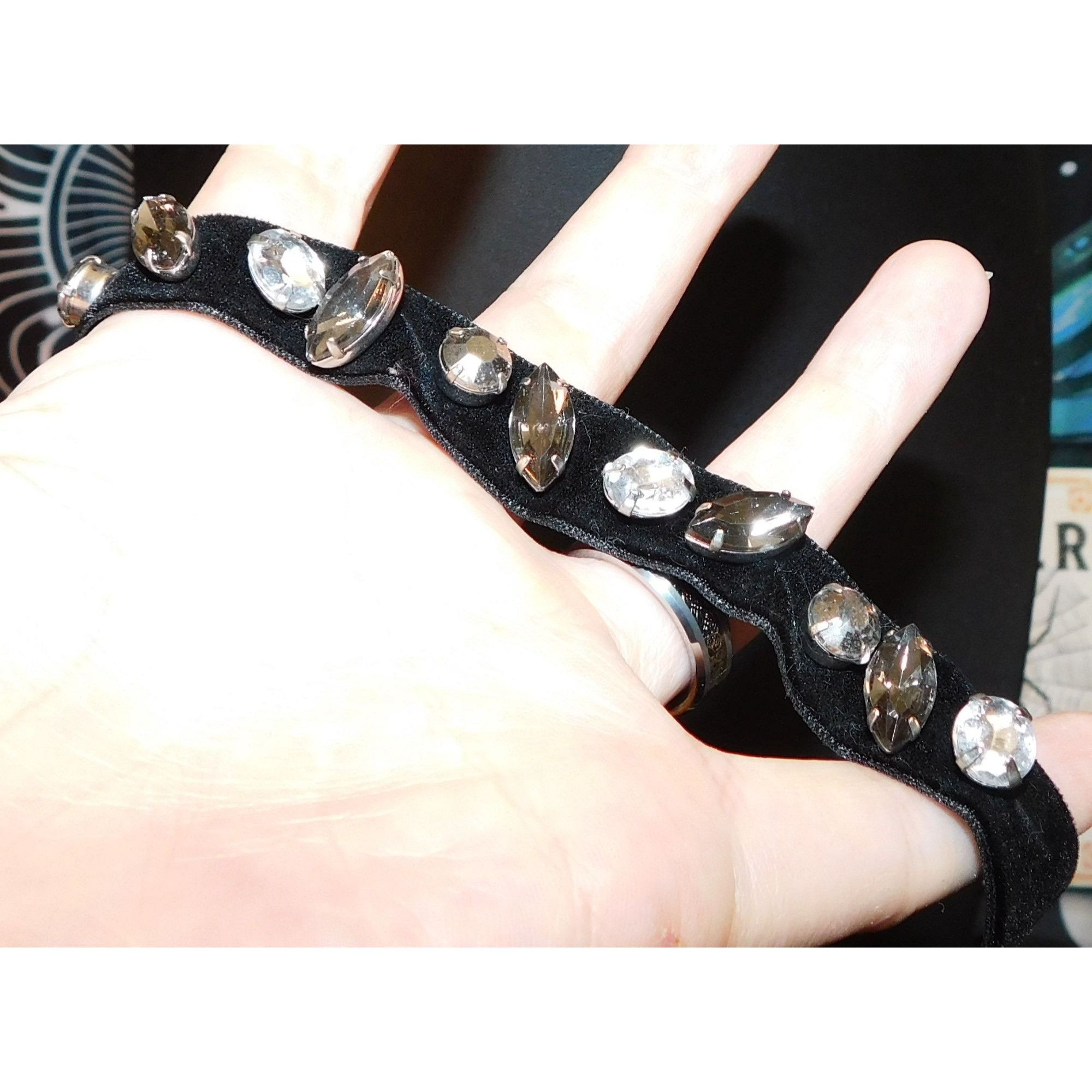 Handmade Glam Goth Hand Sewn Rhinestone Velvet Choker Size ONE SIZE - 4 Thumbnail
