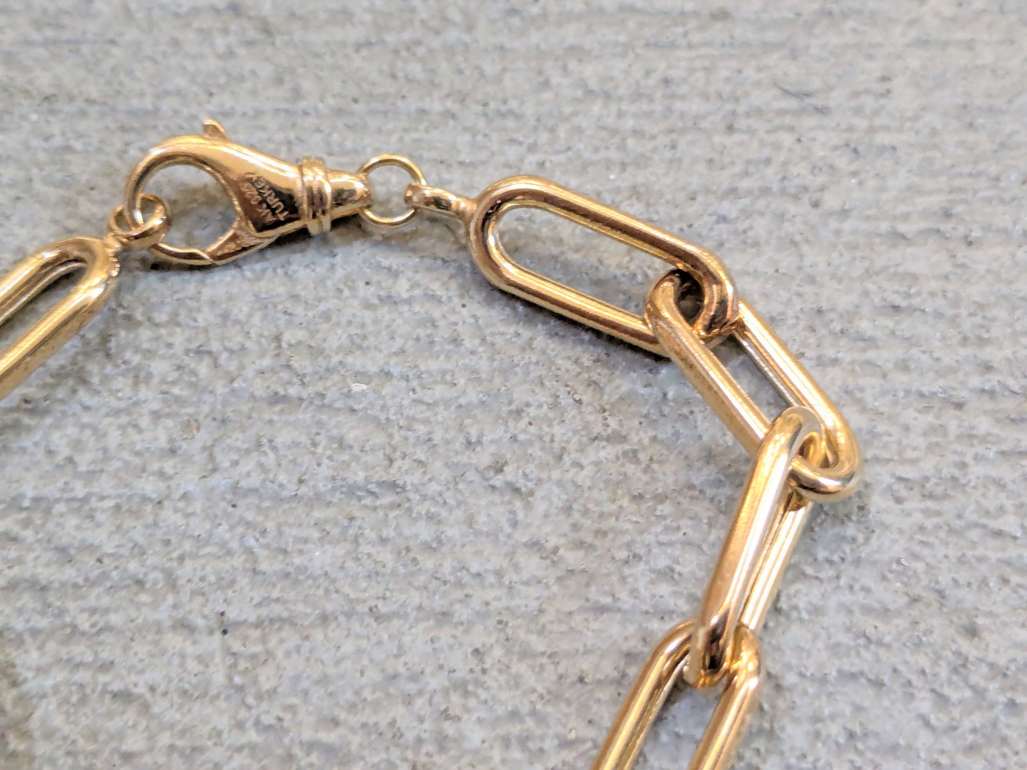 Jewelry Vintage Sterling Silver Paperclip Bracelet Gold Vermeil 7" Size ONE SIZE - 6 Thumbnail
